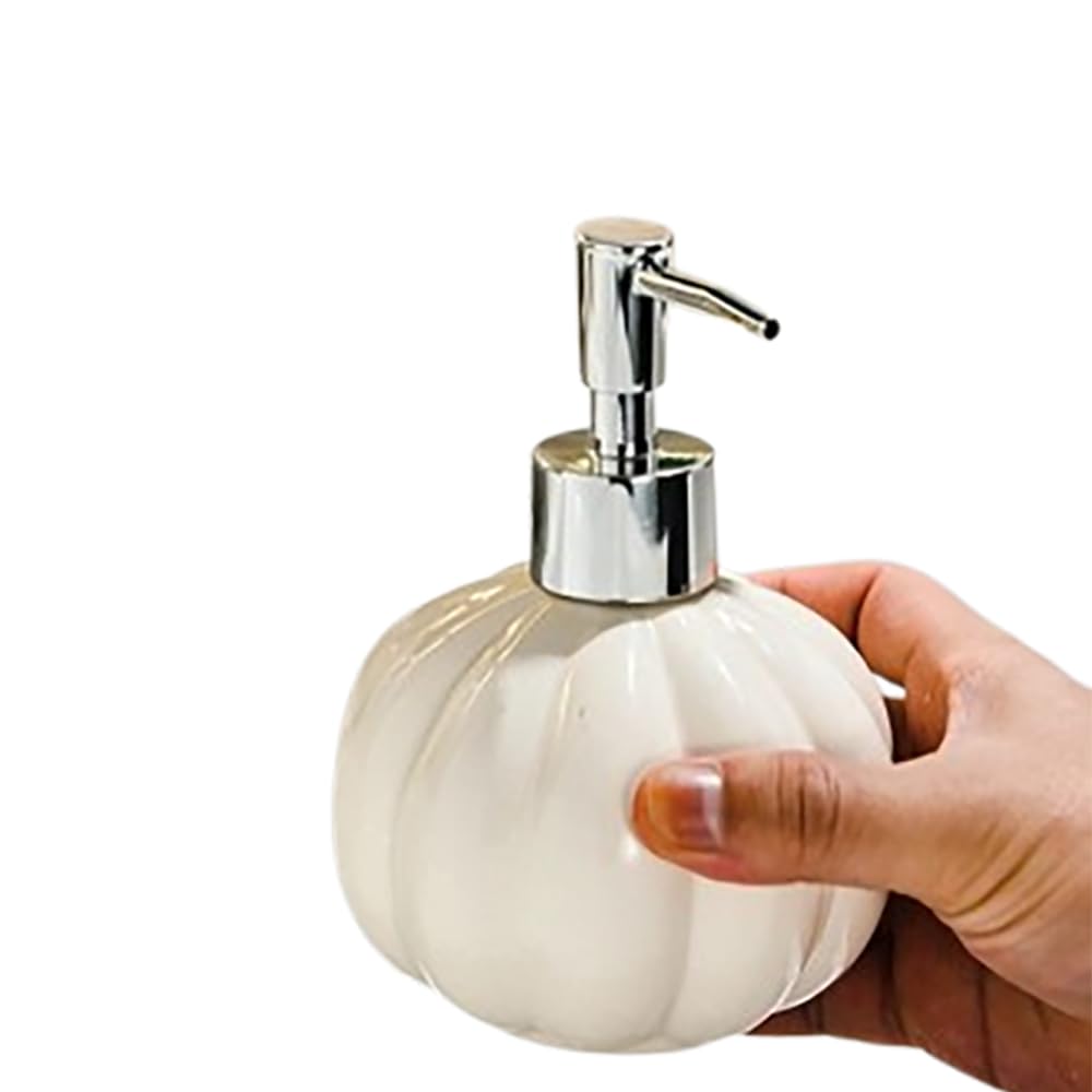 Ceramics Soap Dispenser, Ceramic Hand Soap Dispenser, Pumpkin Shaped Bottle, Foam Dispenser, Decorative Hand Pump Refillable Soap Dispenser for Kitchen