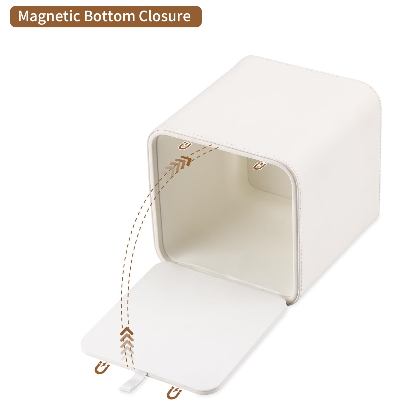 GORESE Square Tissue Box Cover Leather Kleenexs Box Cover, Cute Tissue Cover for for Cube Box Tissues, Tissue Box Holder for Bedroom, Living Room, Bathroom, Cream White
