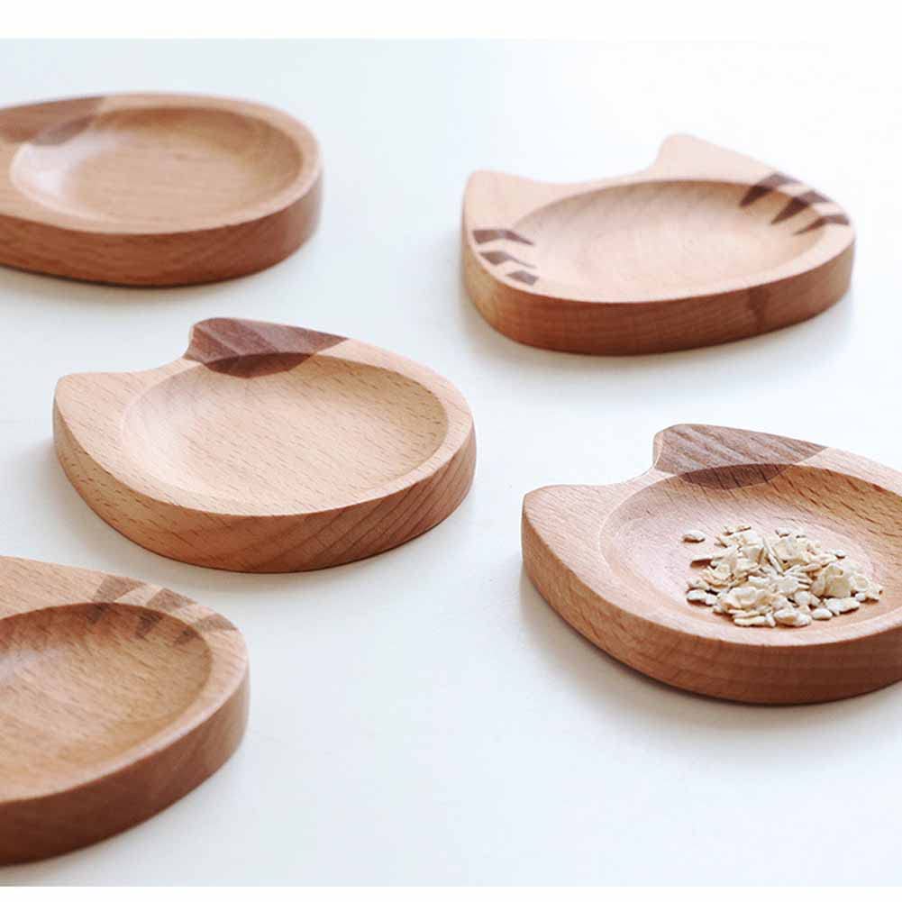 Wood Cat Coffee Spoon Rests - 2 Cute Cat Kitten Wooden Coffee Spoon Rest Teaspoon Holder Coffee Station Decor Coffee bar Coffee Stirrers Holder for Home Kitchen Accessories, Cat Lover