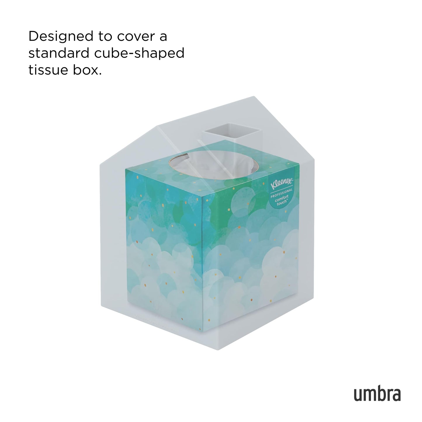 Umbra Casa Tissue Box Cover – Modern House-Shaped Tissue Box Holder for Standard Square Boutique Tissue Boxes,Ocean Materials® Plastic, Bathroom & Home Décor, Ocean Sand