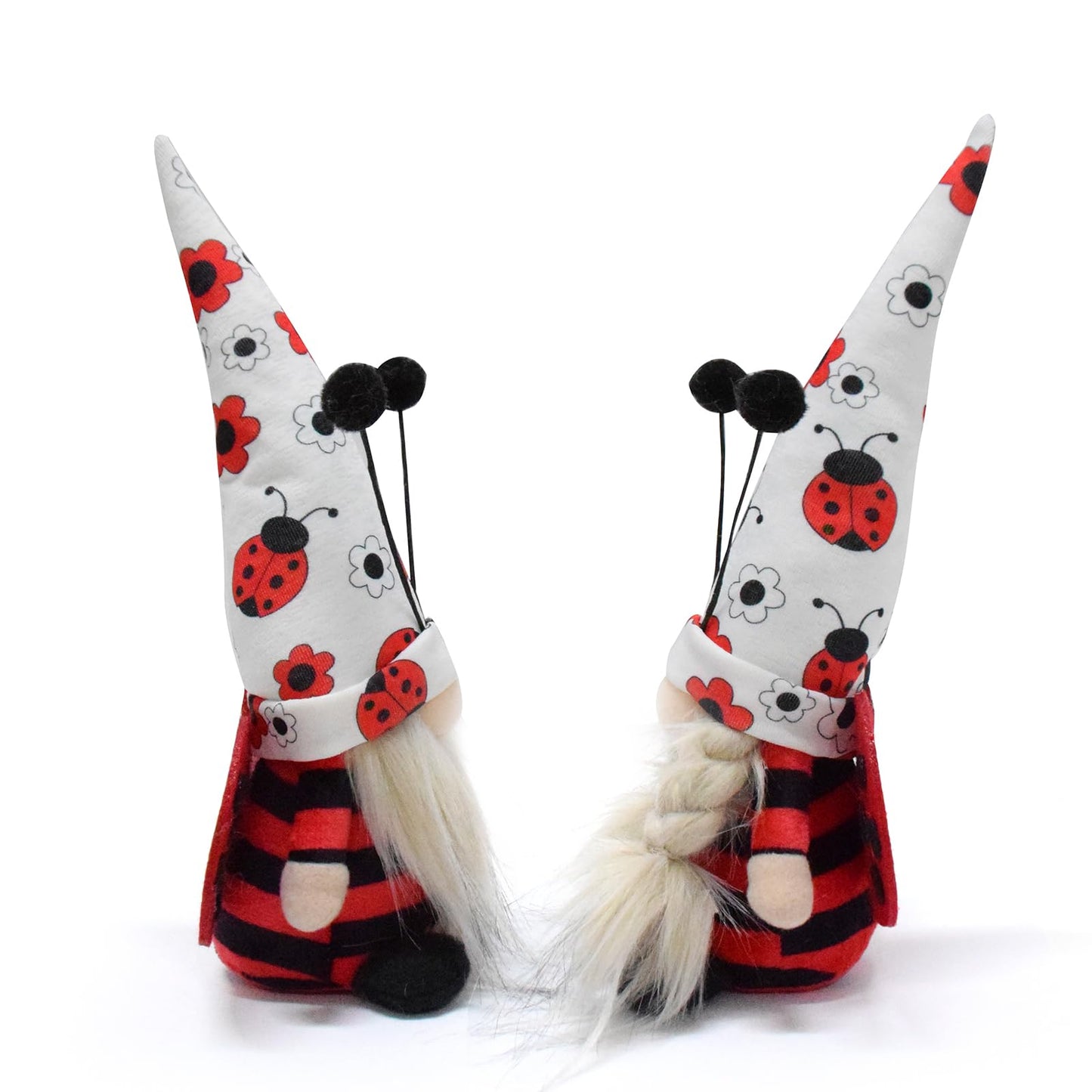 Vytina 2 Pcs Ladybug Gnomes Gift Cute Little Ladybugs Couple Gnome Plush Spring Summer Autumn Swedish Tomte Ladybird Doll Elf for Home Farmhouse Tiered Tray Decor