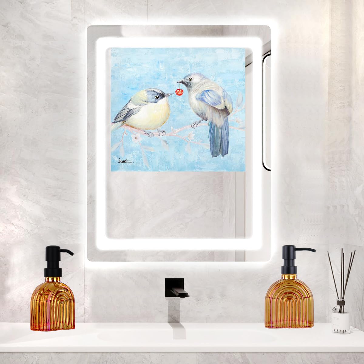 OCTMUSTARD Glass Kitchen Soap Dispenser Bathroom, 9 Oz, Refillable Liquid Modern Soap Dispenser for Hand Soap, Lotion Dispensers Bottle - Home, Commercial Countertop Decor. (Orange)