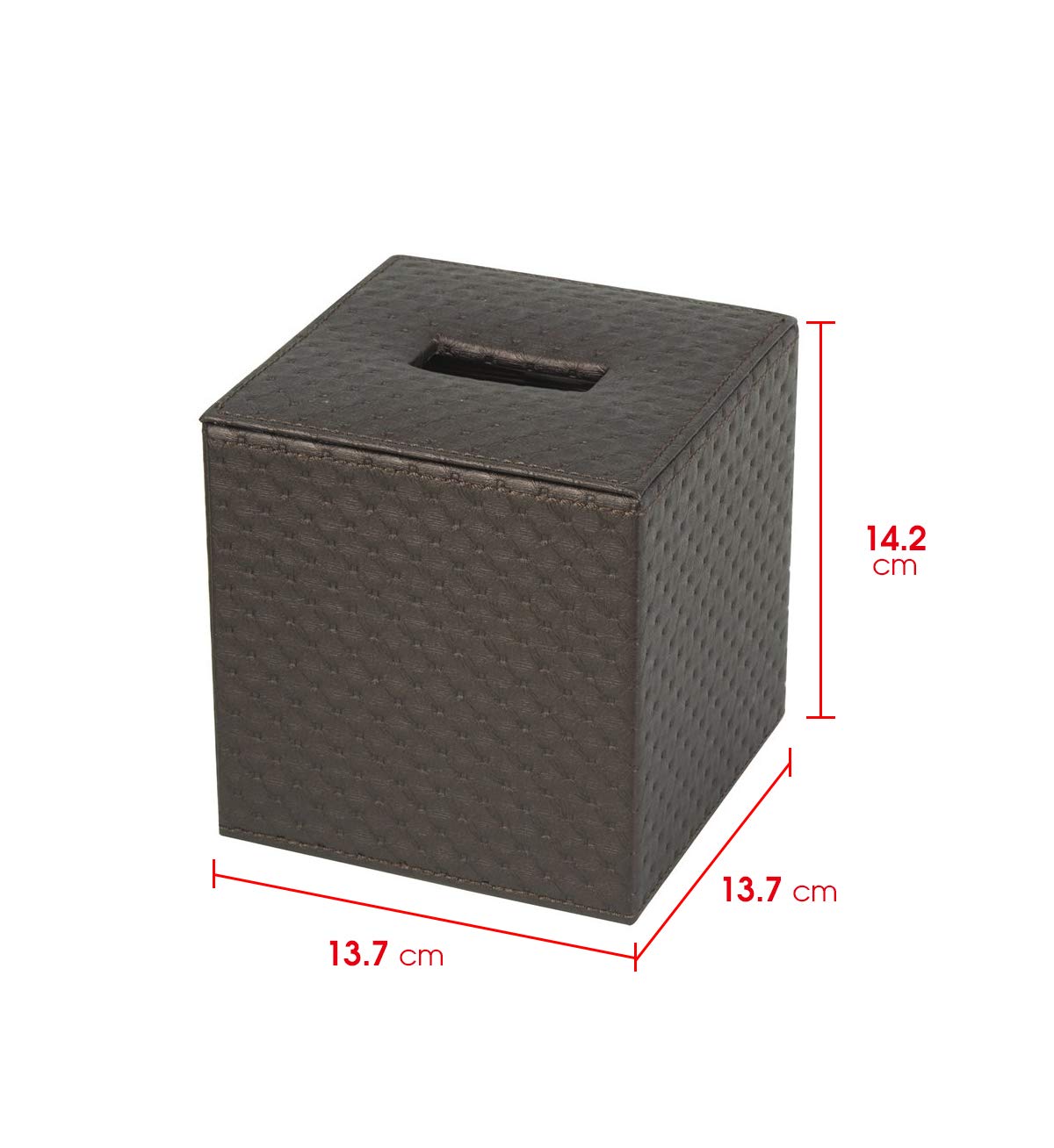 J JACKCUBE DESIGN Square Paper Facial Tissue Box Cover Holder for Bathroom Vanity Countertop, Bedroom Dressers, Napkin Holder with Strap on Bottom, Brown Quilted Faux Leather - MK272A