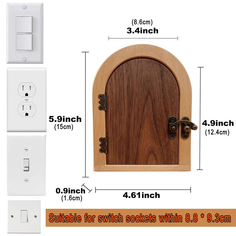Light Switch Cover Guard, Fairy Door Outlet Cover Plate,Self-Adhesive Outlet Cover,Required Outlet Covers for Baby Proofing Creates a Fairy-tale Atmosphere(left door)