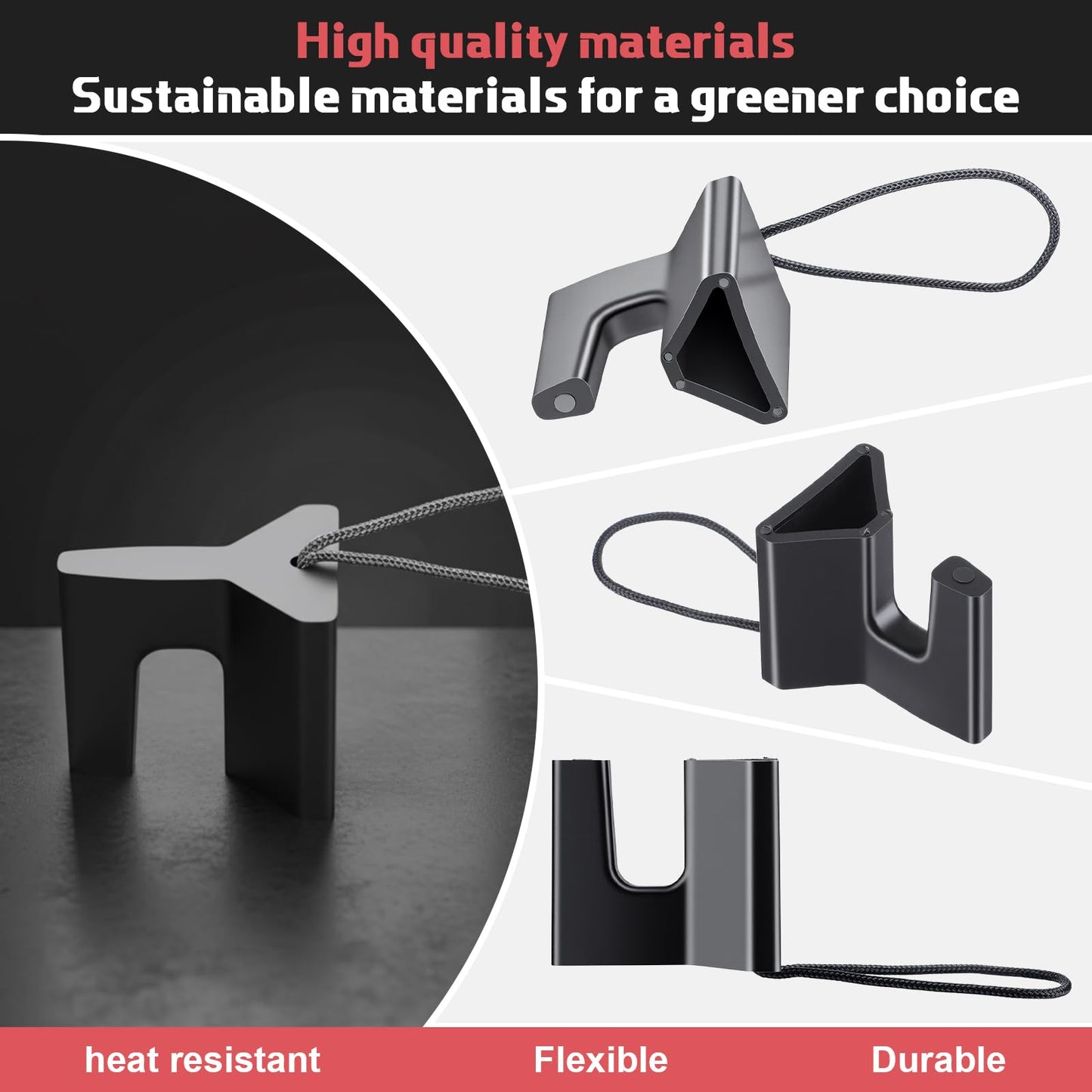 AceOrbit 2 Pcs Over the Hinge Door Stopper Plastic Residential Door Holder for Office School Home Commercial Use Hospitals Hotels, Safe and Anti Pinch Design, Can Fix Tension Hinged Doors (Black)
