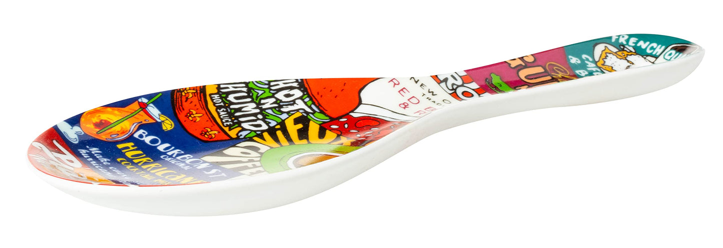 New Orleans Iconic Food Logos Design Souvenir Spoon Rest (Ceramic)