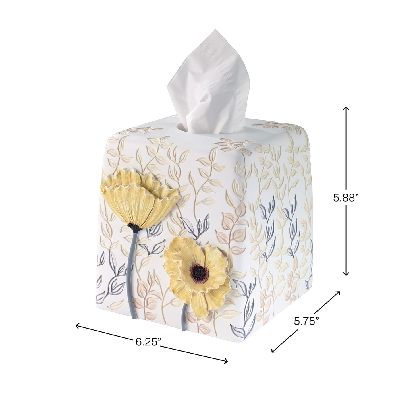 Avanti Linens - Tissue Box Cover, Guest Bathroom Essentials, Countertop Accessories, Floral Home Decor (Marielle Collection)
