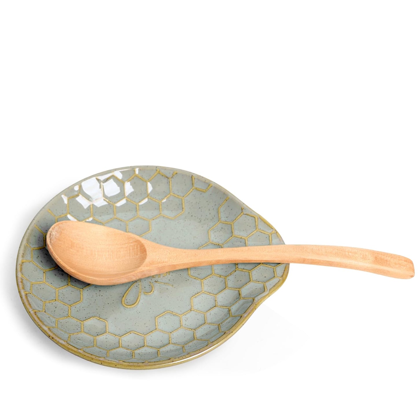 Ceramic Spoon Rest Set of 2, 5.3 Inch Spoon Holder (Vintage Grey)