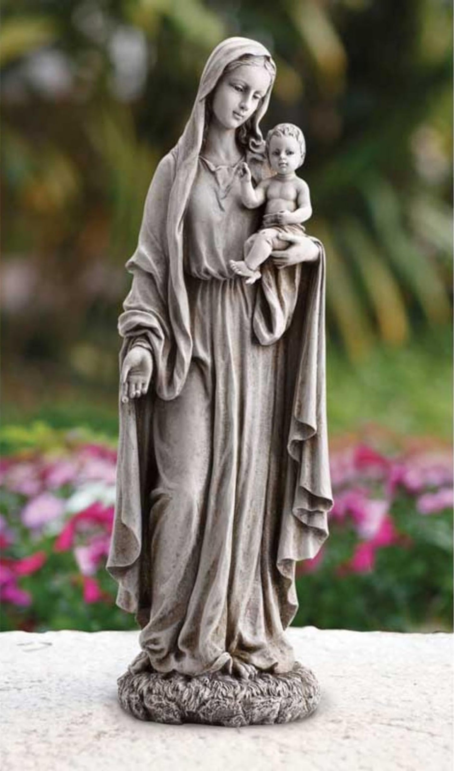 Avalon Gallery Outdoor Sculpture - Marian Garden Collection for Home or Church, 23" Tall, Madonna with Child