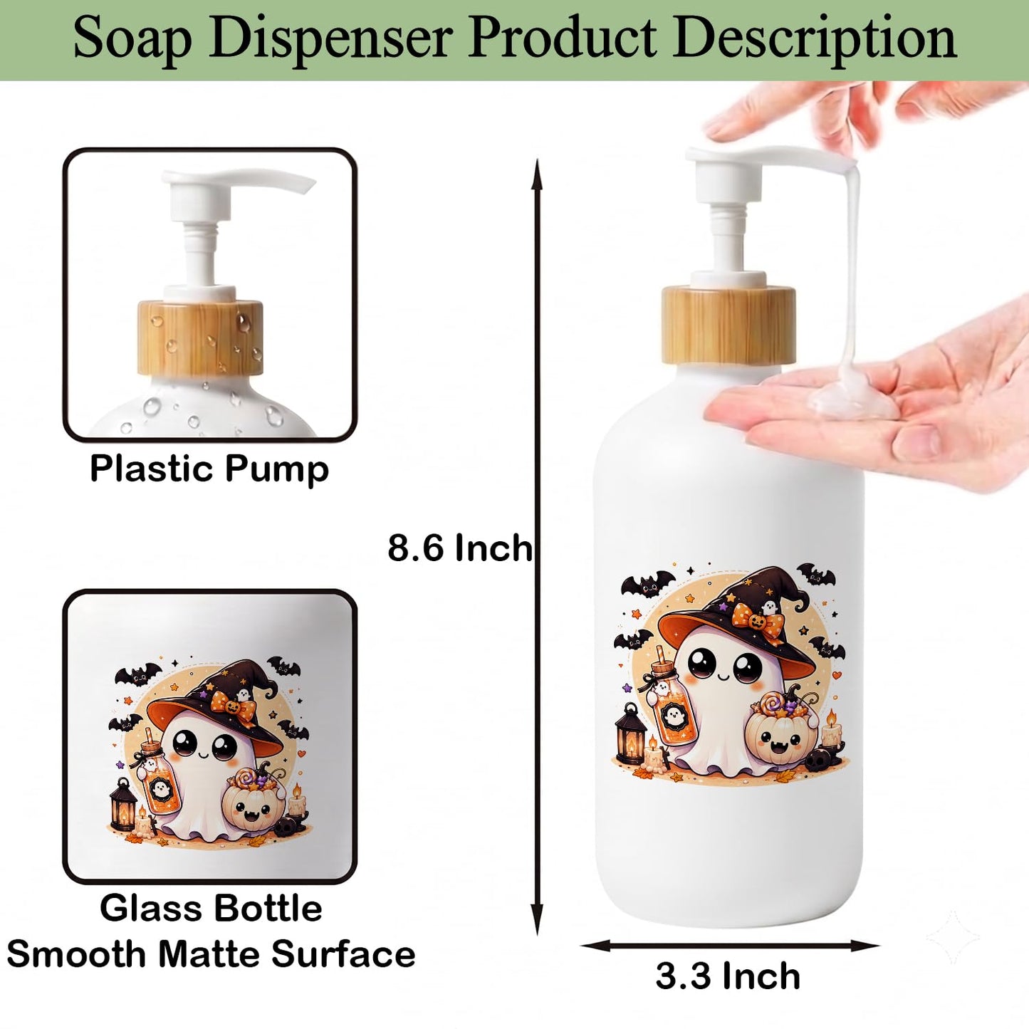 Nincaishin Halloween Ghost Glass Soap Dispenser with Pump