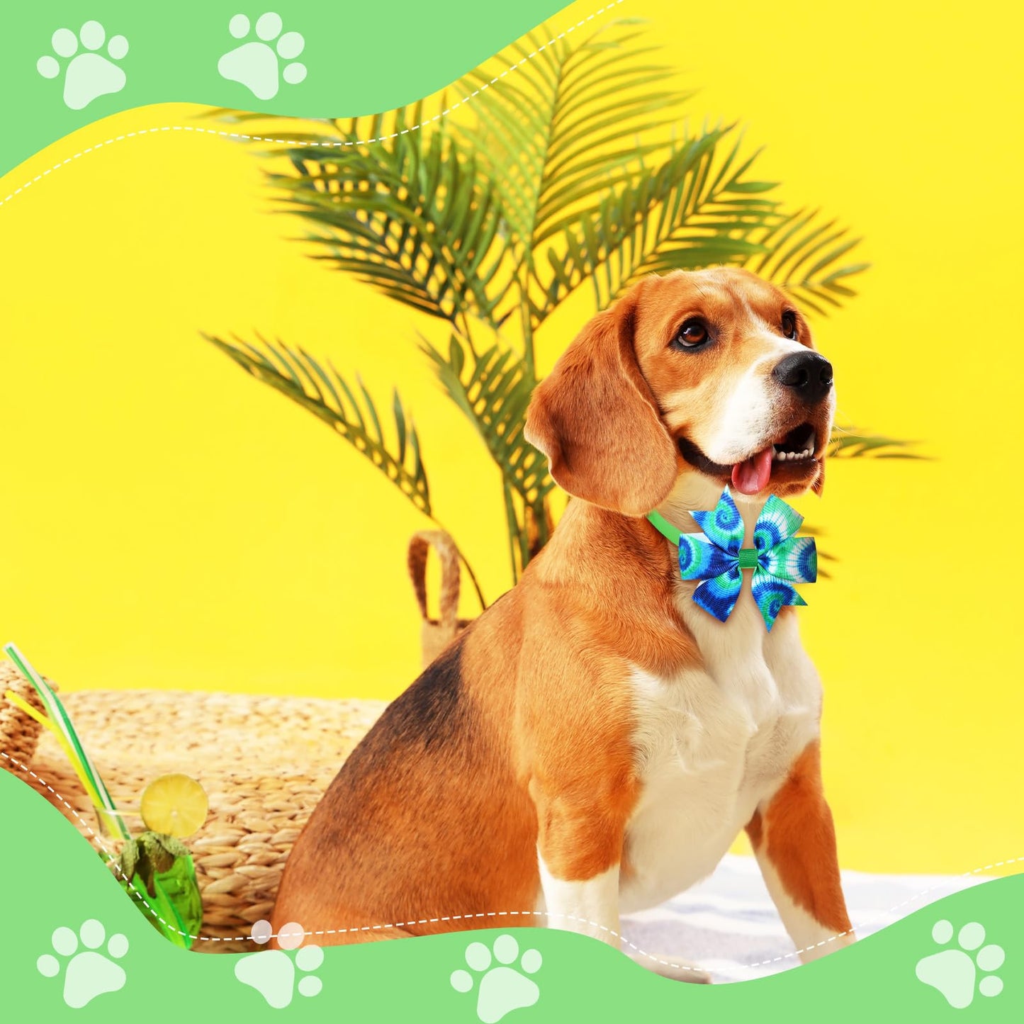 Talltalk 40 Pcs Tie Dye Dog Bow Ties Collar Bows Summer for Dogs Puppy Bowties with Plastic Buckle Adjustable Grooming Collar Ties Accessories for Small Medium Cat Pet Holiday Costume