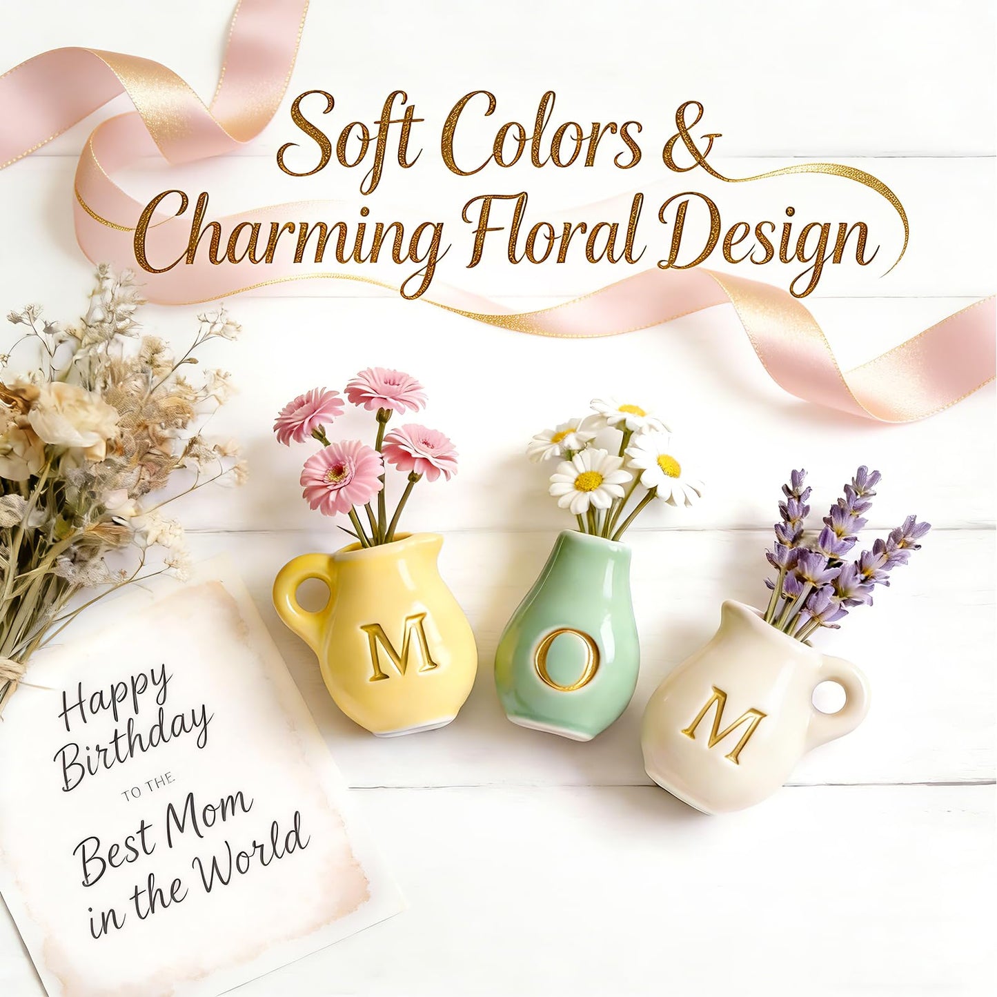 Mini Ceramic Vase Fridge Magnets β Tiny 3D Flower Vase Refrigerator Magnets with Fake Flowers, Cute Kitchen & Home Decor, Unique Birthday for Mom & Women