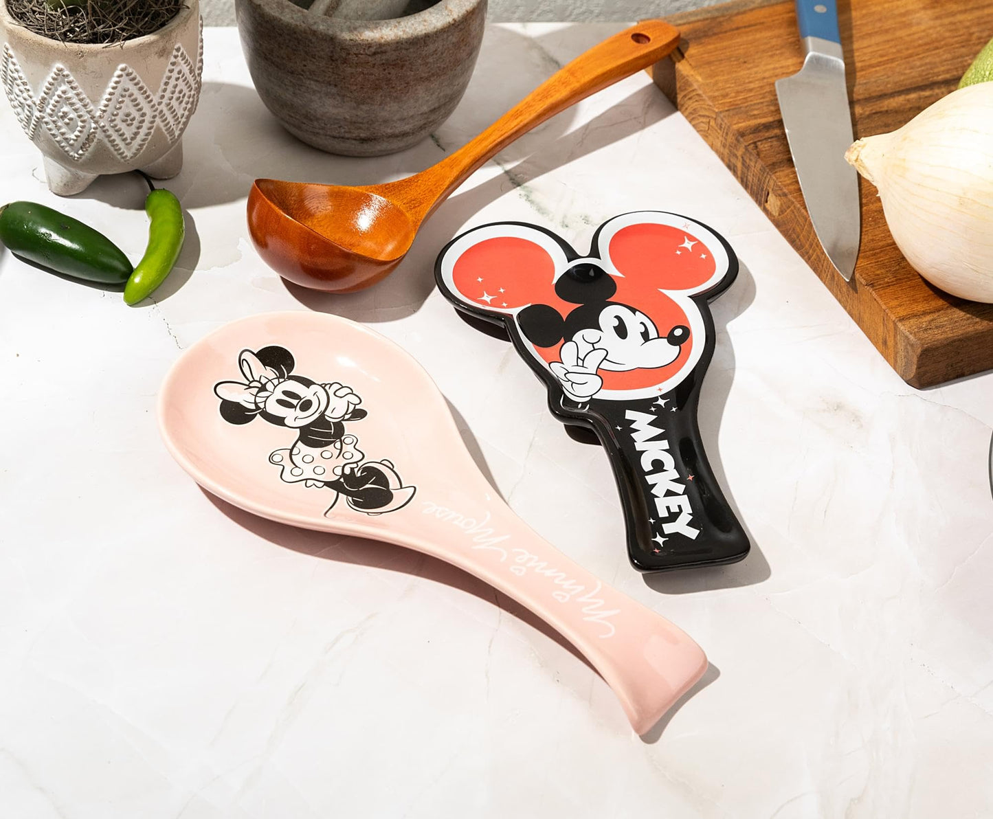 Disney Minnie Mouse Ceramic Spoon Rest Holder | Kitchen Organizer for Utensils to Keep Countertop Clean Multicolor