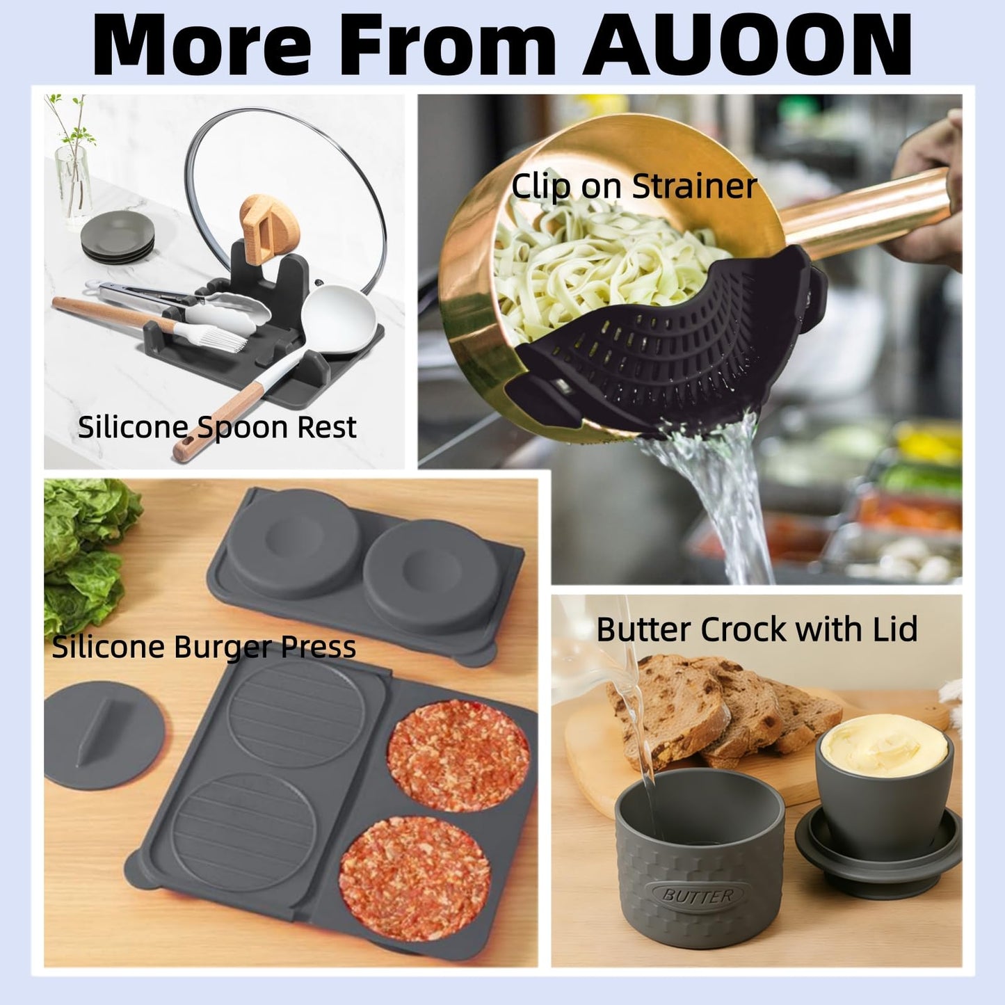 AUOON Silicone Utensil Rest with Lid Holder, Large, Sea Blue