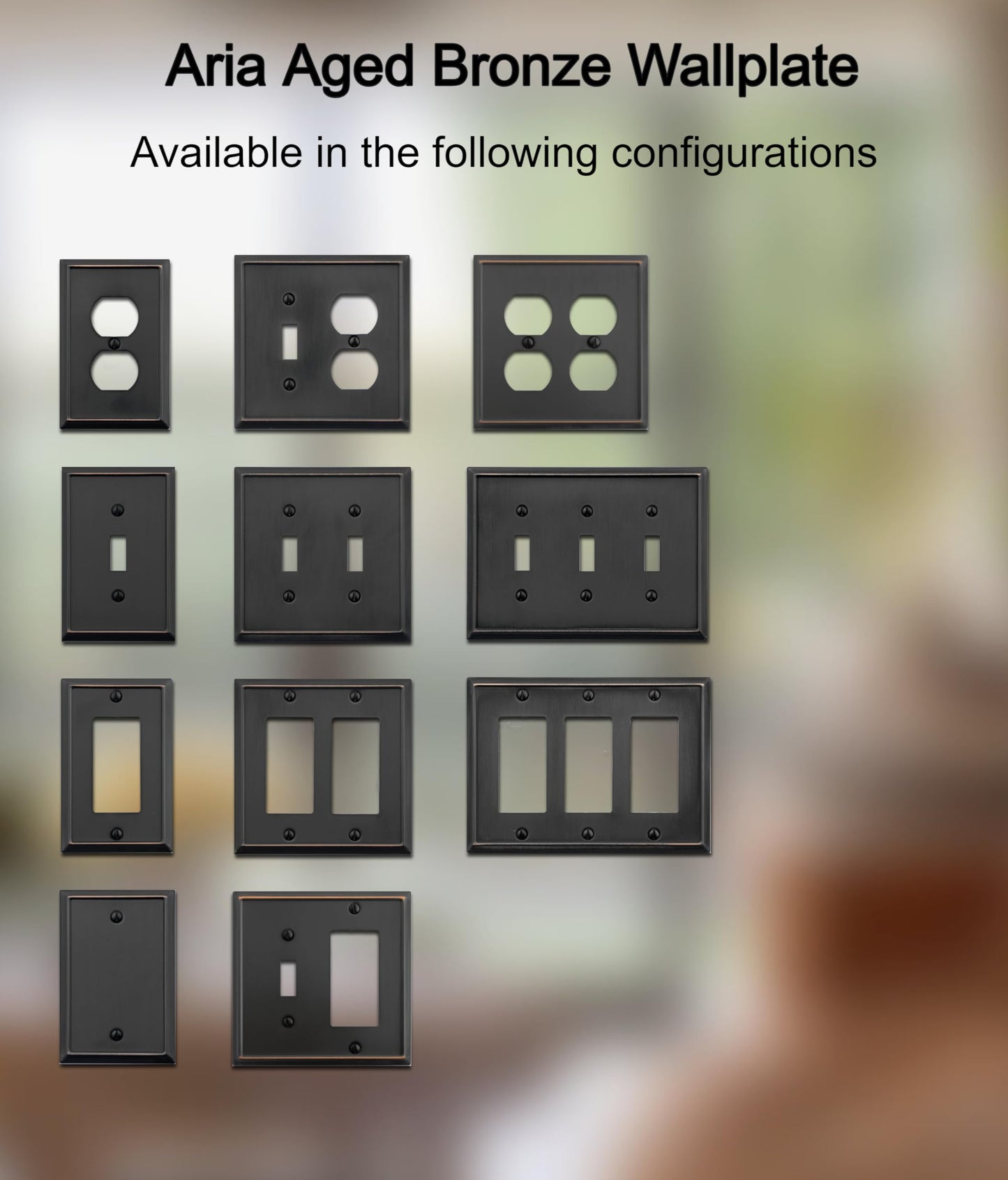 OKAWYC Single Duplex Outlet Light Switch Cover Aria Metal Wall Plate, 4-Pack Aged Bronze 1 Gang, for Receptacle Light Switch, Switch Cover Decorative Wallplate, Durable