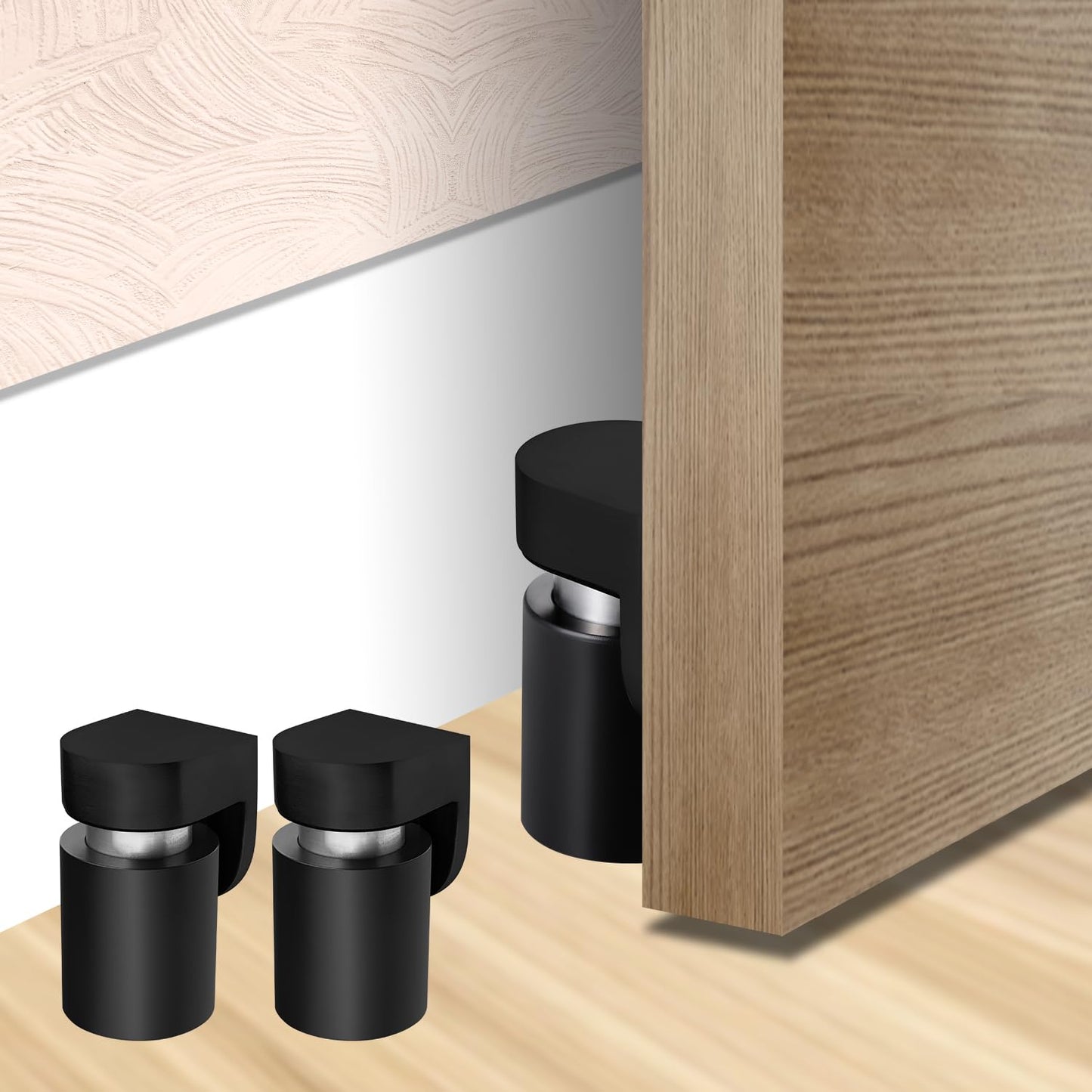 TOPTAKE Door Stoppers – Robust Magnetic Door Stopper and Holder for Enhanced Door Security, Fit for Doors Under 2.5 inches – Anti-Rust Stainless Steel Door Stops (1, Black 1PCS)