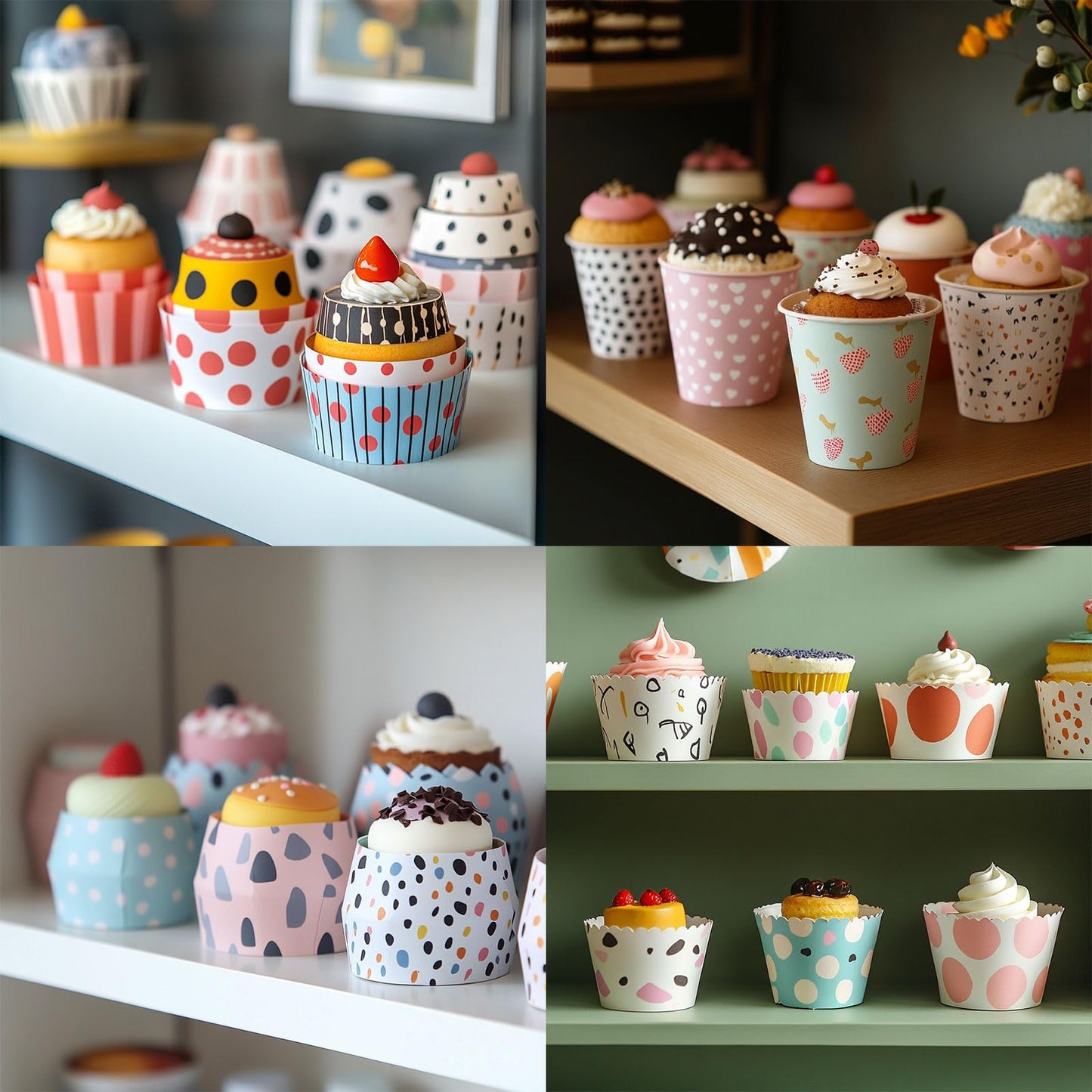 HARFINGTON 150Pcs Paper Baking Cups Small Brown Kraft Paper Muffins Liner Cupcake Greaseproof Disposable Bulk Wrappers for Wedding Birthday Graduation, Fruit