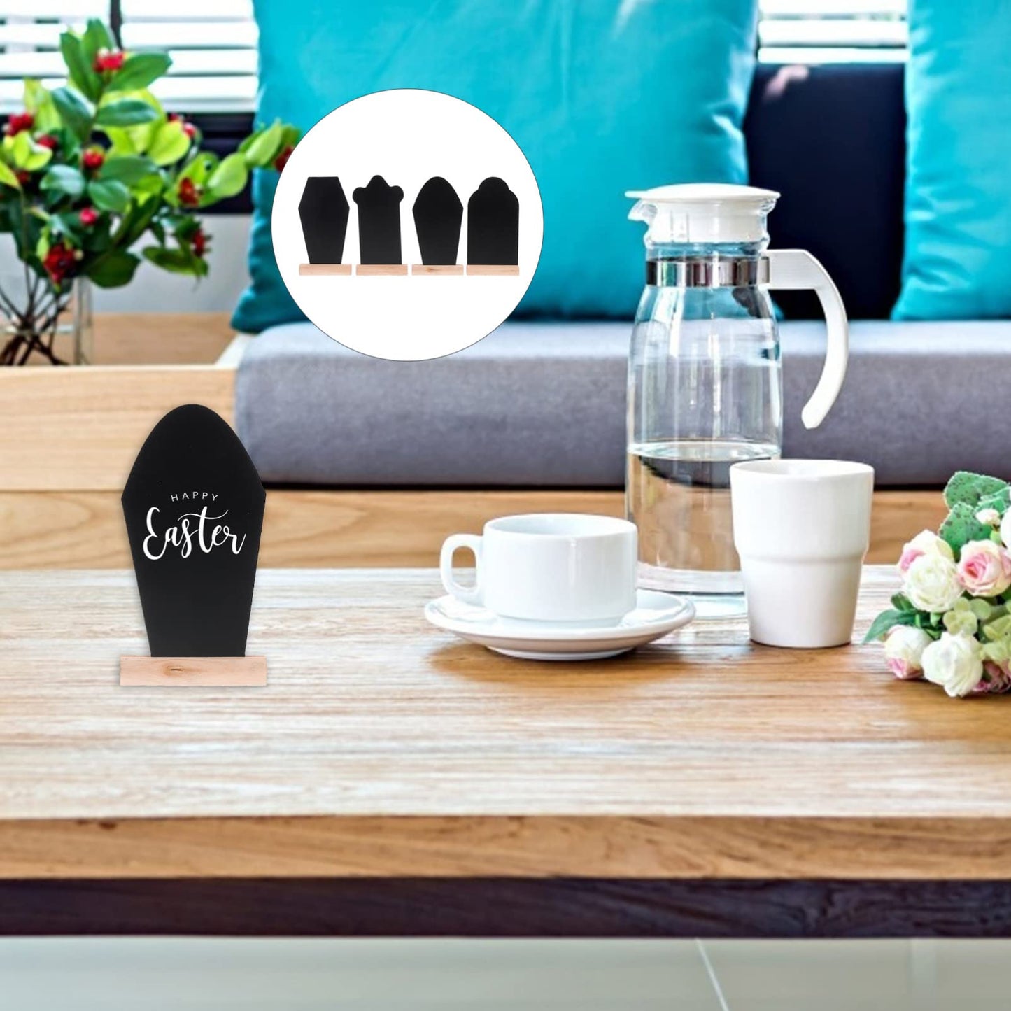 Amosfun 4Pcs Mini Chalkboard Signs Tombstone Shape Blackboards 5.70 X 3.14 Inch DIY Halloween Party Decoration Table Numbers Memos