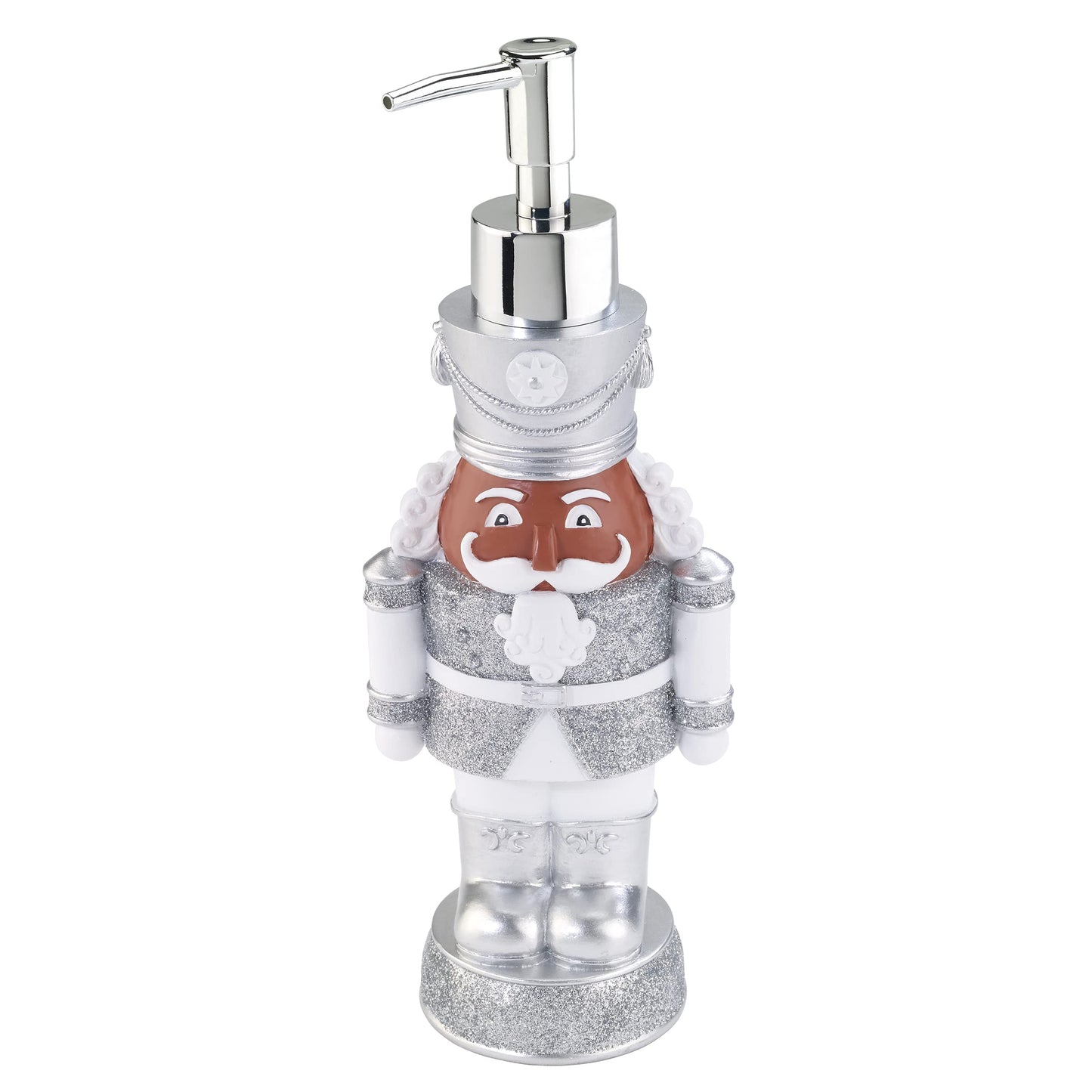 Avanti Linens - Soap Dispenser/Lotion Pump, Christmas Bathroom Decor (Holiday Collection, Silver Nutcracker)