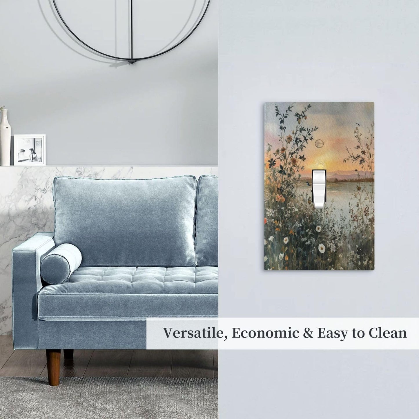 LOLREAI Decorative Light Switch Cover Plate Sunset Plants Flower Daisy Nature Lakescape 1 Gang Wall Plate Cover Single Toggle Switch Plate Covers Jumbo Electrical Switchplate Receptacle Faceplate