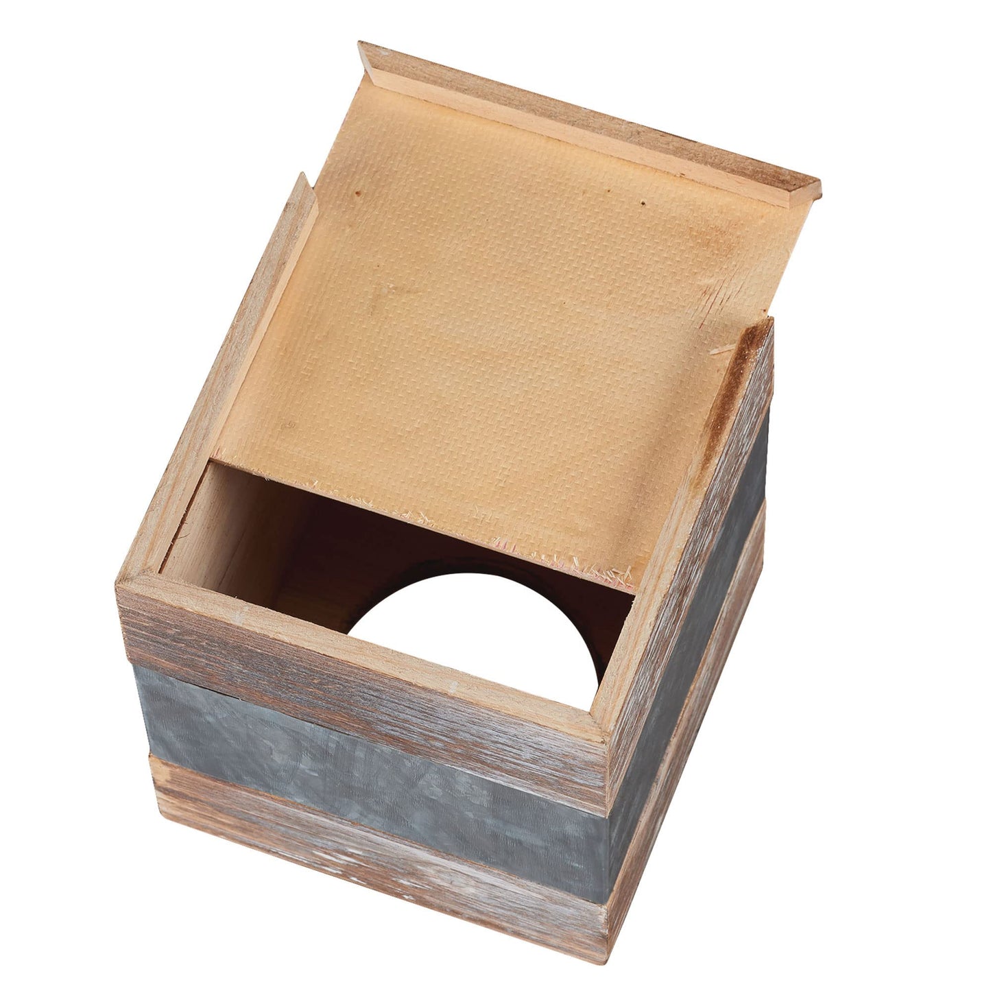 Barnyard Designs Rustic Wood and Metal Tissue Box Cover Holder, 6"x6"