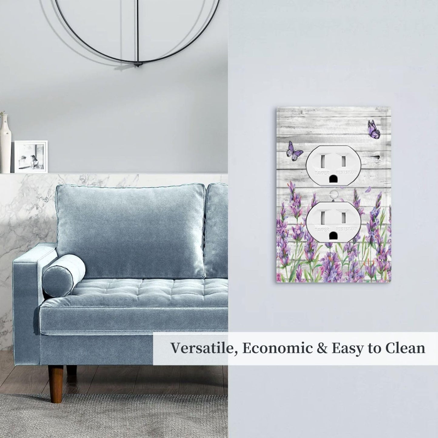CKHTER Lavender Purple Lilac Butterfly Outlet Covers Light Switch Cover Decorative Rustic Floral Wall Plate Farmhouse Receptacle Faceplates for Living Room Bedroom Bathroom House