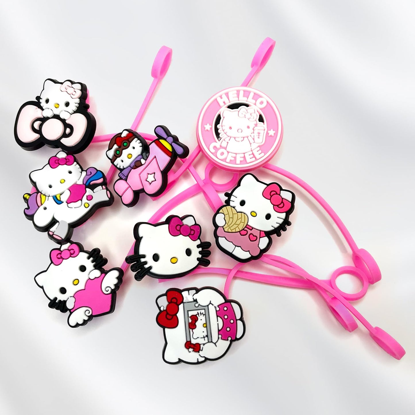 8Pcs Cartoon Straw Covers Cap for Tumblers Cup, 10mm Cartoon Straw Topper, Silicone Straw Tip Covers for Drinking Straws