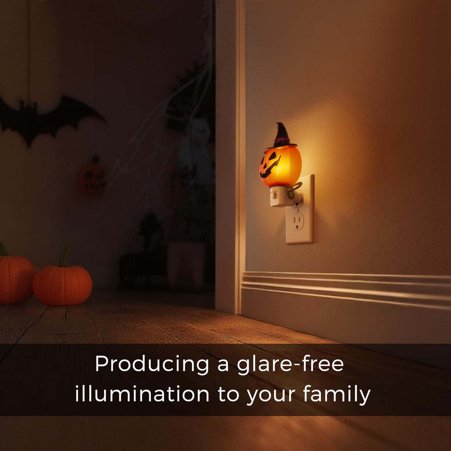 L LOHAS LED Pumpkin Night Light, Halloween Lights Indoor, Plug in Nightlight with UL,C7 Bulbs Changeable,Halloween Party Decorations for Adults,Kids,Gift