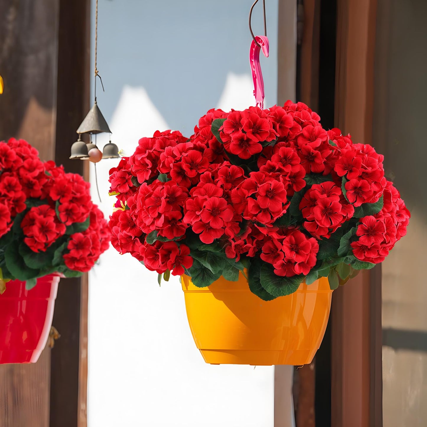 Hananona 18 Pcs Artificial Flowers for Outdoors, Faux Silk Geraniums Indoor, Realistic Wild Flower for Planter, Front Door, Porch, Patio, Yard, Garden