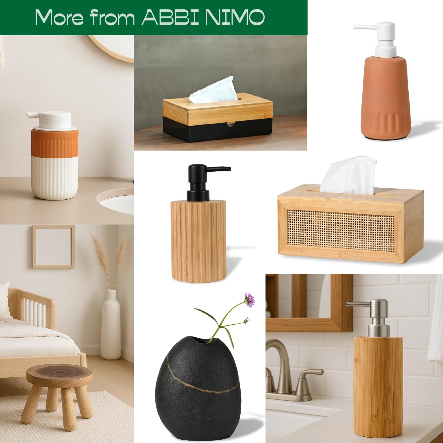 ABBI NIMO Large Rectangular Bamboo Tissue Box Cover, Natural Rattan Tissue Holder with Magnets for Bathroom, Living Room, Bedroom or Office, Supportive Spring Lifter Included