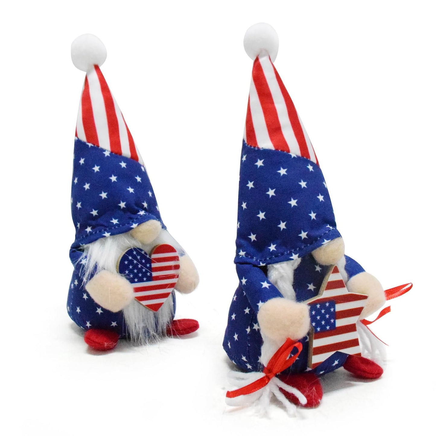 Vytina 2 PCS USA Patriotic Gnomes 4th of July American Gnome Plush Swedish Tomte Doll Elfs Ornaments for Partiotic Party Home Indoor Decor Independence Day