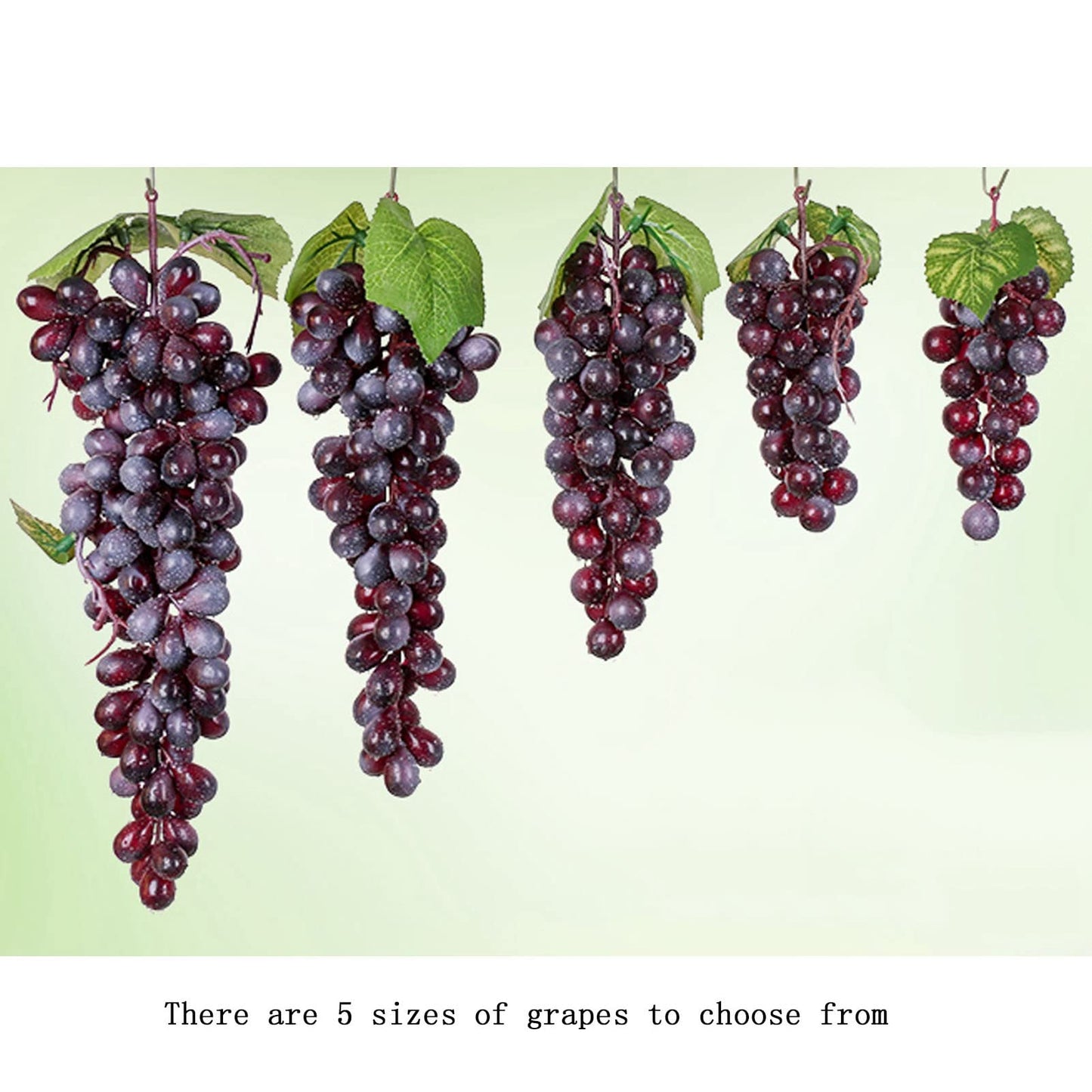 Bairdish 2bunches Purple Large Bunch Artificial Grape Lifelike Artificial Grapes Decor Hanging Rubber Grape Bundles Rubber Grapes in for Kitchen Photography Decoration(85Grains 12 inches)