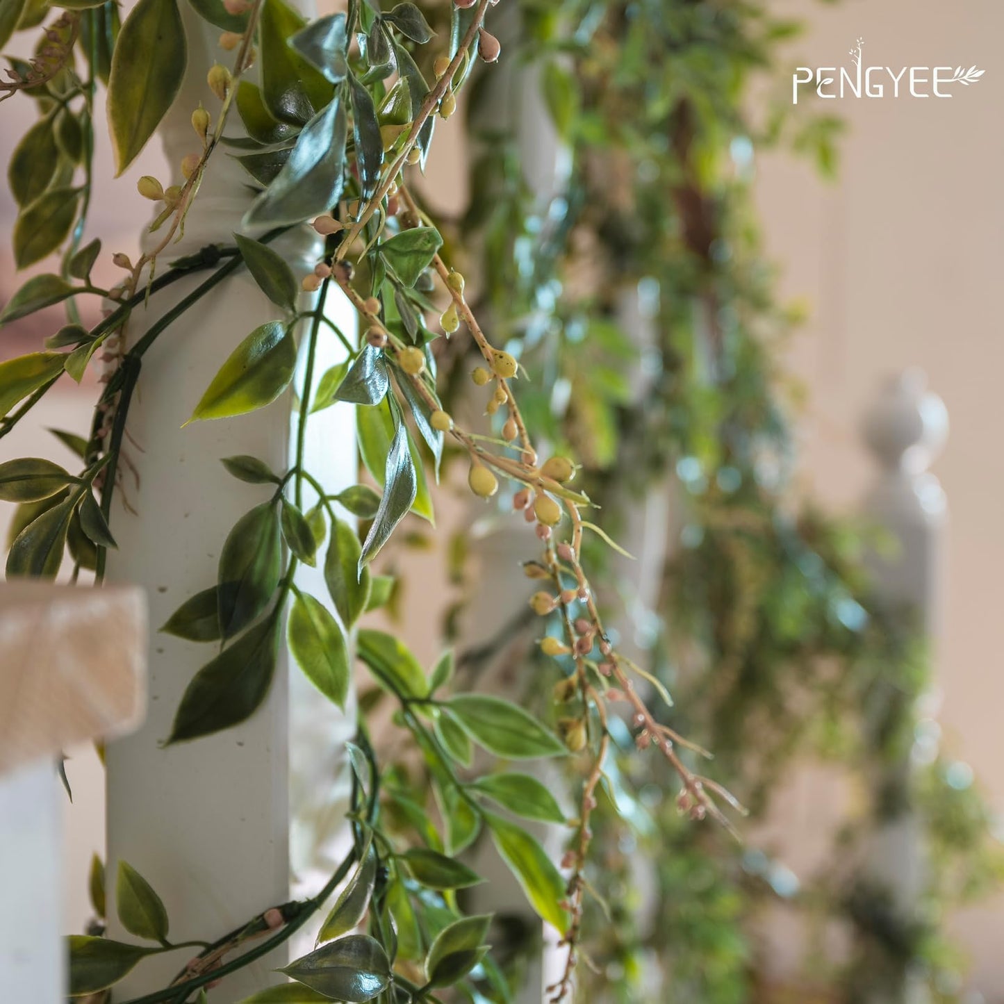 PENGYEE Artificial Greenery Garland, 6 Pack, 5.57ft
