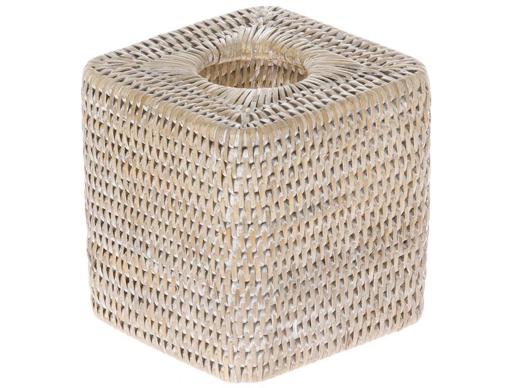 KOUBOO Tissue Box Cover–Home Decor Tissue Holder for Bathroom, Bedroom, Office Desk, Living Room–Facial Tissues, Wicker Tissue Box, Cube Boxes, White Wash