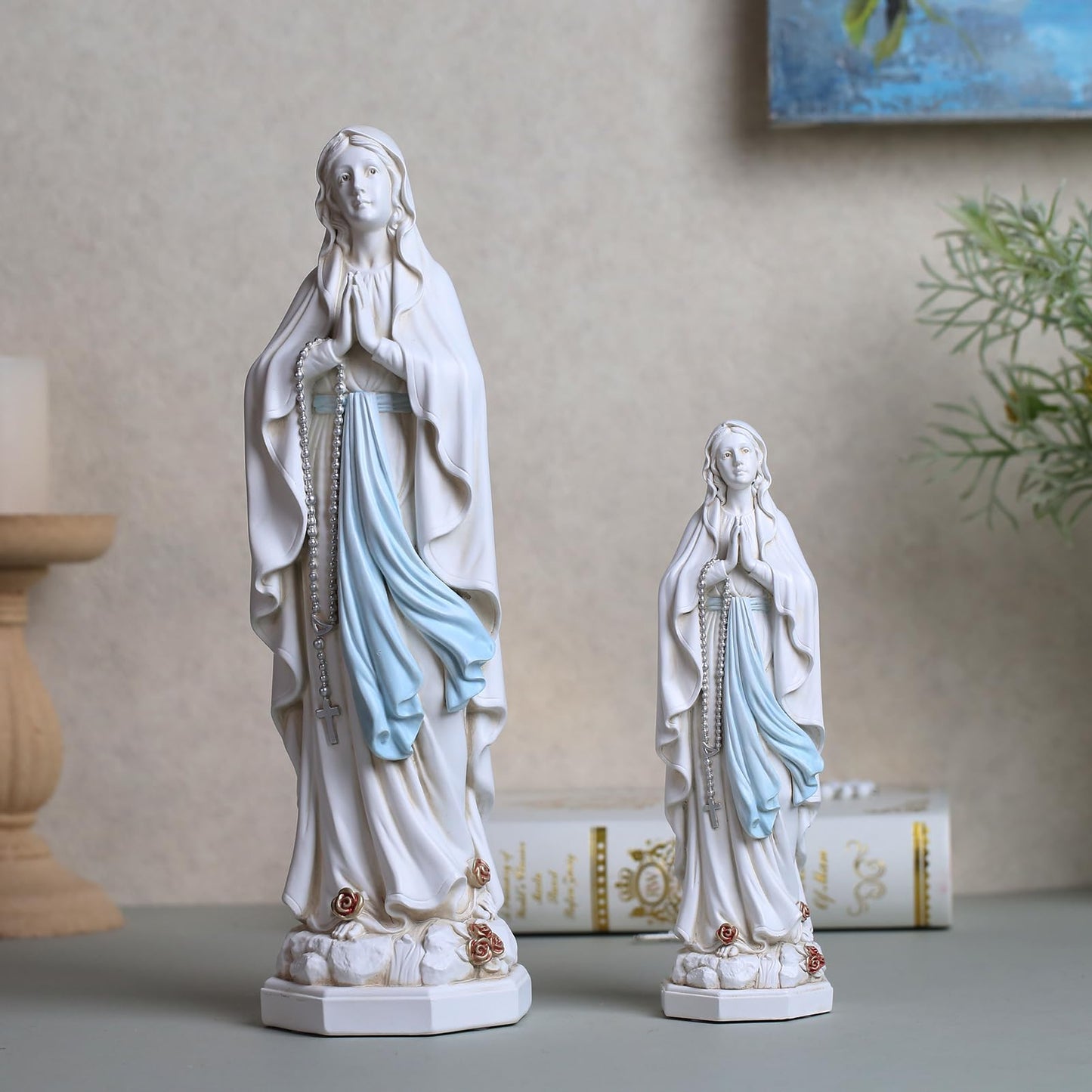 Grace4Joy Our Lady of Lourdes Statue, 12 Inches Mother Mary Statue Outdoor Garden Decor, Hand Painted Lourdes Virgin Mary Sculpture Catholic Gifts for Mom, Grandmother