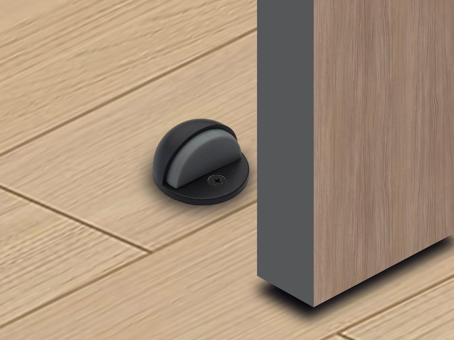 QCAA Low Dome Floor Door Stop, H 25.4 x Diameter 44.5mm, Zinc Die Cast, Matte Black, 2 Pack, Made in Taiwan