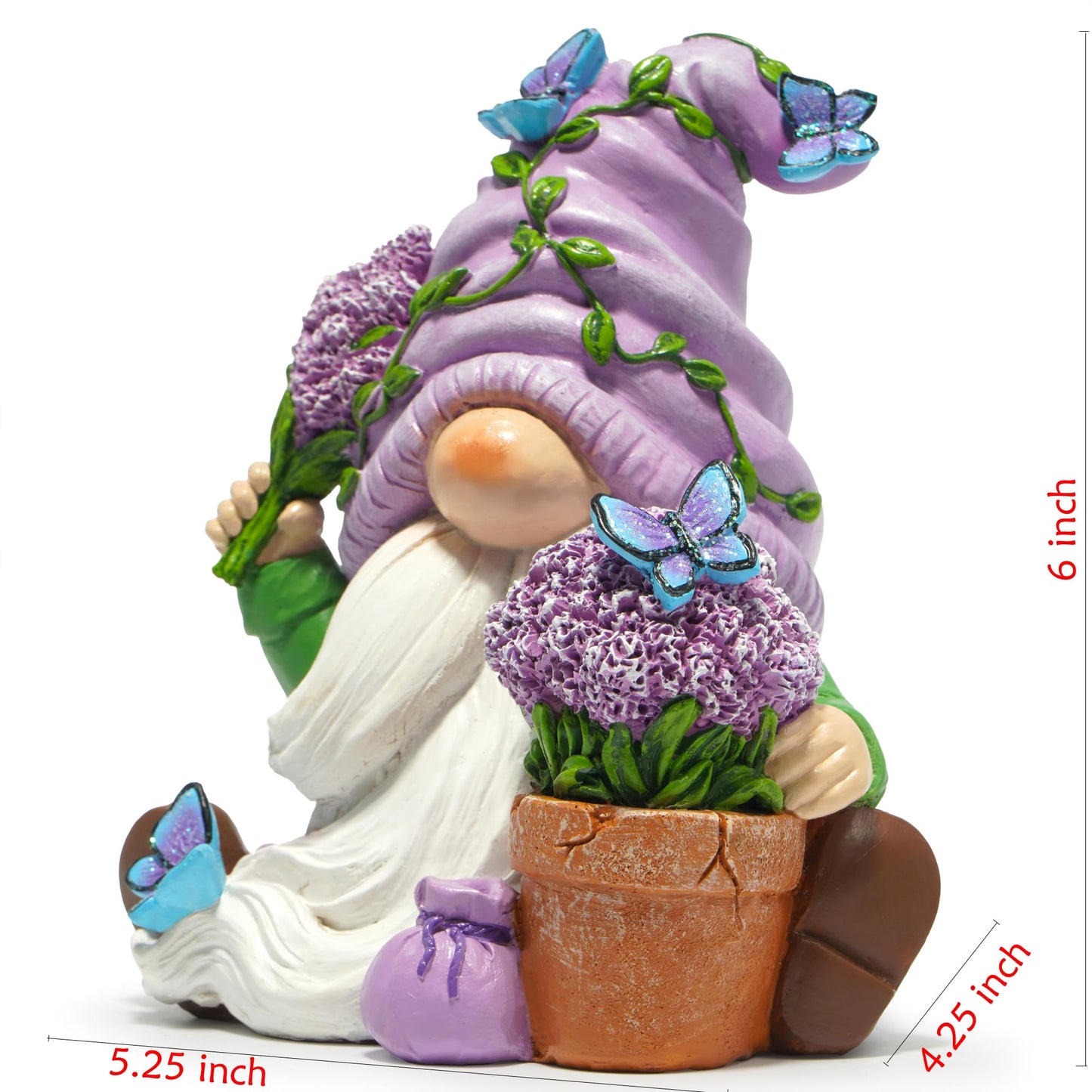Hodao Spring Lavender Gnomes Decoration Lavender Elf Figurine Decor Spring Gnomes for Home, Porch, Garden Table Decor Warm Gifts for Mom, Grandma