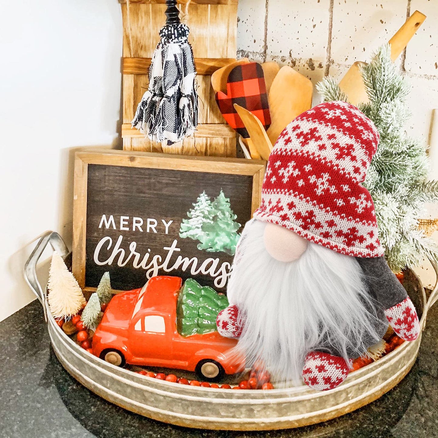 BOPIPA Gnome Christmas Decorations Swedish Tomte Stuffed Gnomes Plush Ornaments Holiday Elf Dwarf Thanksgiving Halloween Valentines Nordic Santa Gifts Home Tiered Tray Tabletop Décor