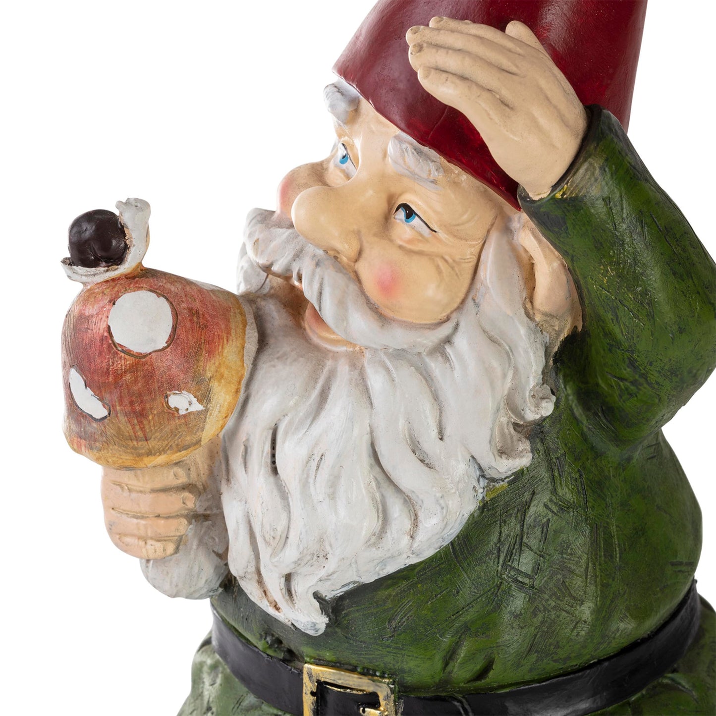 Alpine Corporation 12" Tall Outdoor Garden Gnome with Mushroom Yard Statue Decoration
