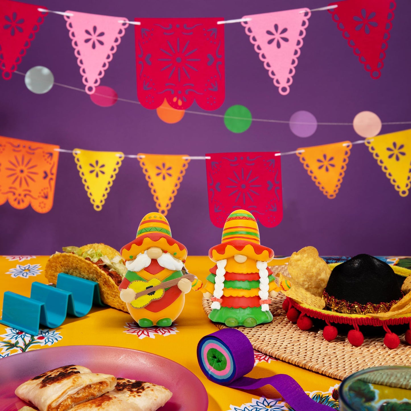 Uniboho Cinco de Mayo Decorations Cinco de Mayo Gnomes Fiesta Gnome Mexican Taco Tuesday Home Kitchen Tiered Tray Decorations