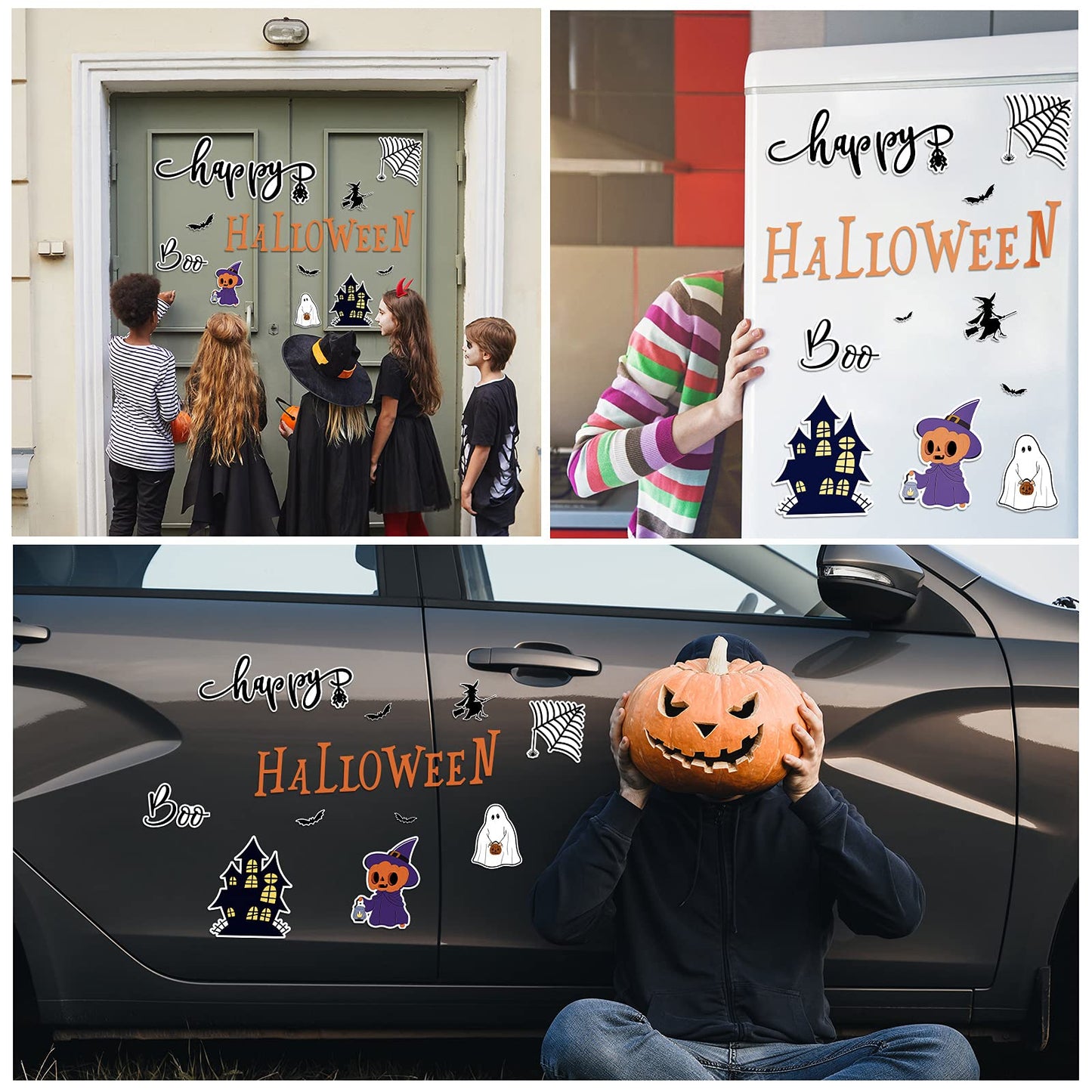 Outus 21 Pieces Halloween Garage Door Magnets Halloween Garage Decorations Ghost Pumpkin Outdoor Decor Witch Bat Party Magnetic Decals for Refrigerator Mailbox Home Car