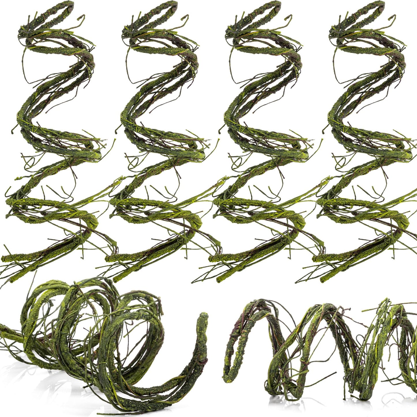 Suncalla 4 Pcs 118 inch Flexible Artificial Tree Branches Halloween Fake Bendable Trunk Grapevine Garland Twig Rattan Wreath Cherry Grape Vine for Wall Hanging Front Door Reptile Habitat Decor(Green)