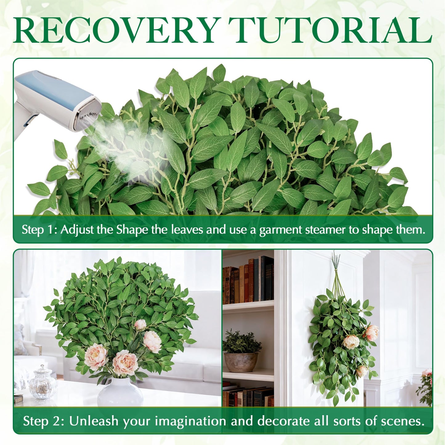 NKLTD Fake Leaves(24pack) Faux Greenery Stems,Silk Greenery,Artificial Tree Branches,for Table Decor for centerpieces Italian Decorations Floral Arrangements etc Reusable.