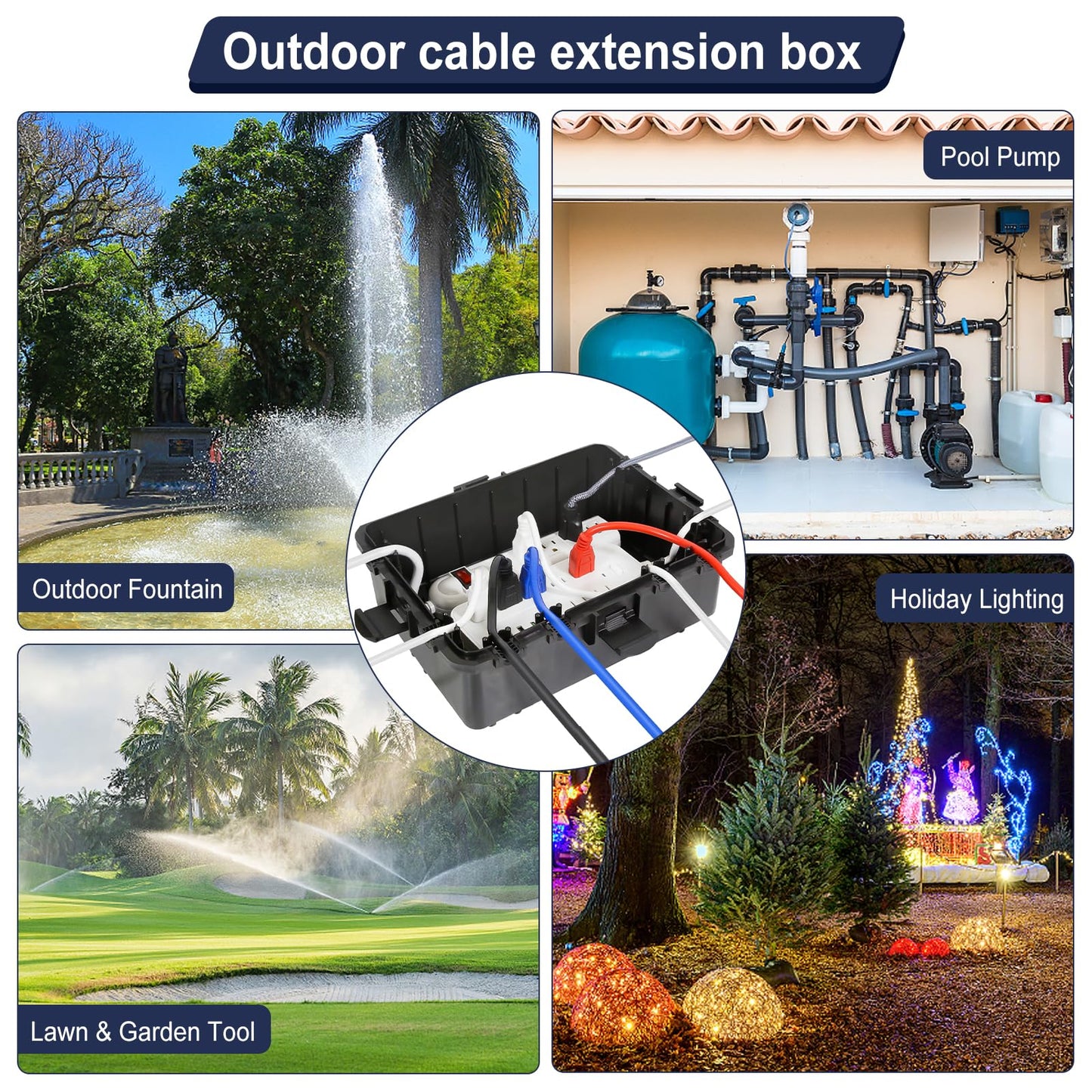 OUTDSPLY Large Outdoor Electrical Box Waterproof, IP54 Extension Cord Cover Weatherproof Outdoor Outlet Covers, Protect Power Strip, Timer Outlet, Plug, Socket, Holiday Light, Black (12 x 9X 5 inch)