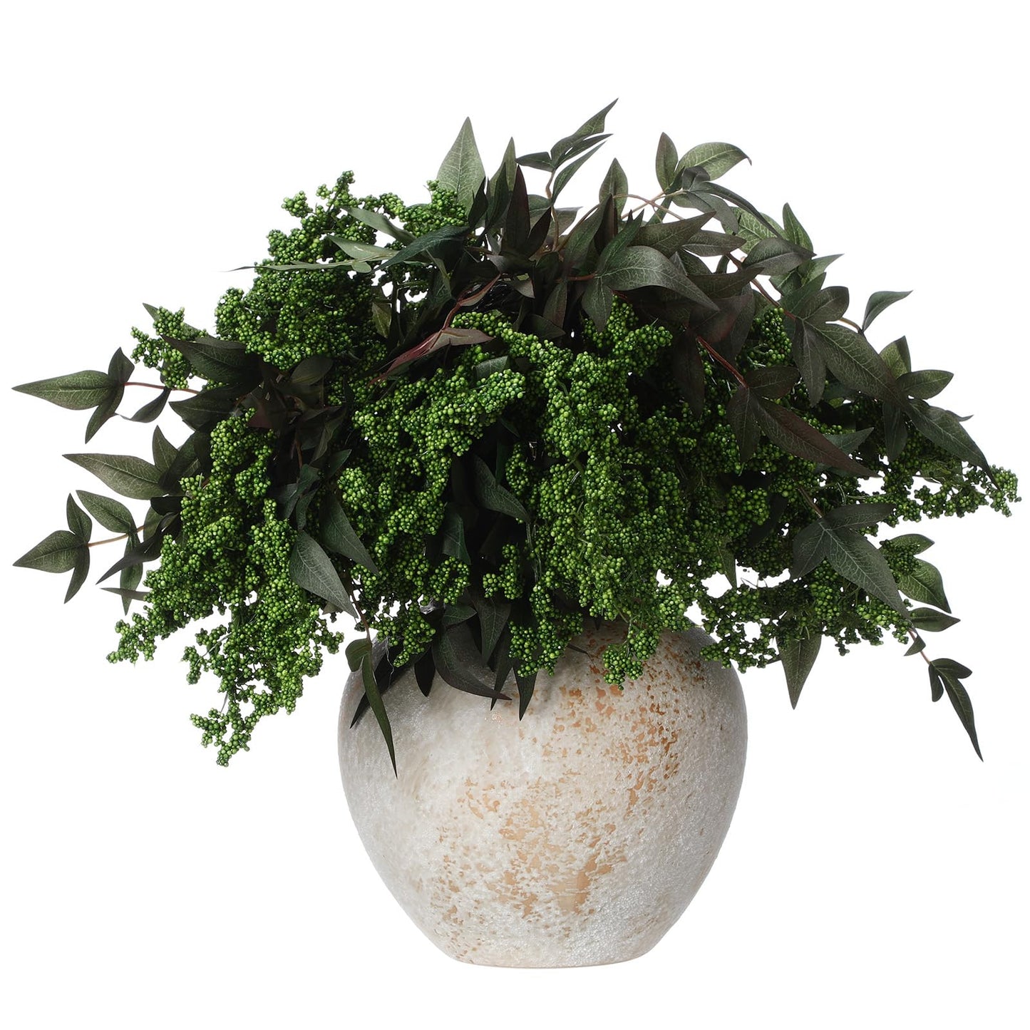 Zeyune 3 Pcs Artificial Dark Green Berry Stem Fall Faux Flowers Picks Branches Fake Realistic Sedum Stem Spray for Wedding Holiday Seasonal Farmhouse Mantel Harvest DIY Home Decorations(35 Inch)
