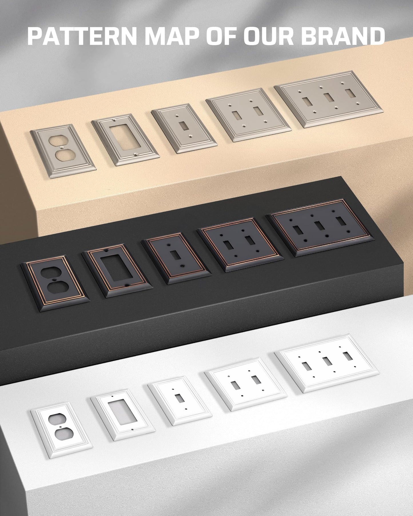 DEWENWILS 4-Pack Duplex Wall Plate, Metal Wall Outlet Cover for Receptacle, Light Switch, Aged Bronze