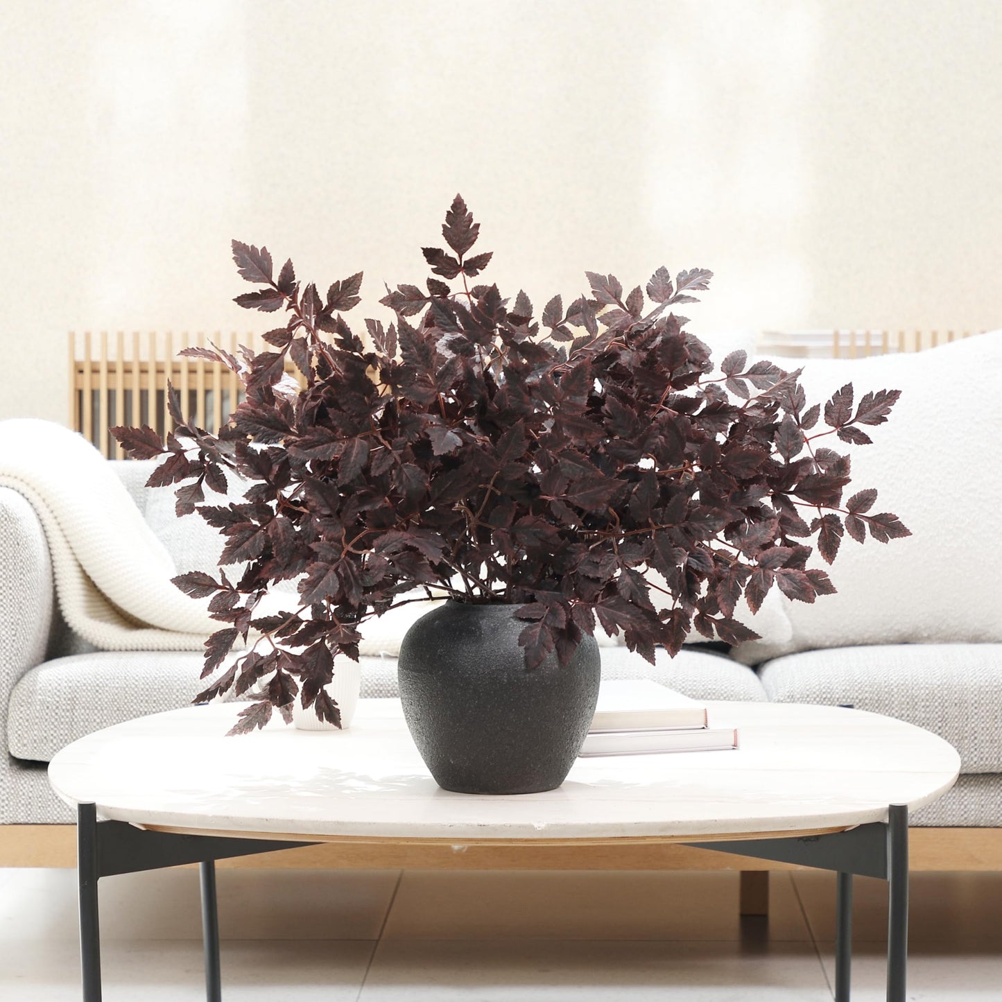PERFNIQUE 6 Pack Artificial Plum Cimicifuga Leaf Sprays, 24" Faux Ramosa Branches for Vase, Fall Floral Stems for Table Centerpiece, Farmhouse, Wedding, Mantel, or Halloween Decor