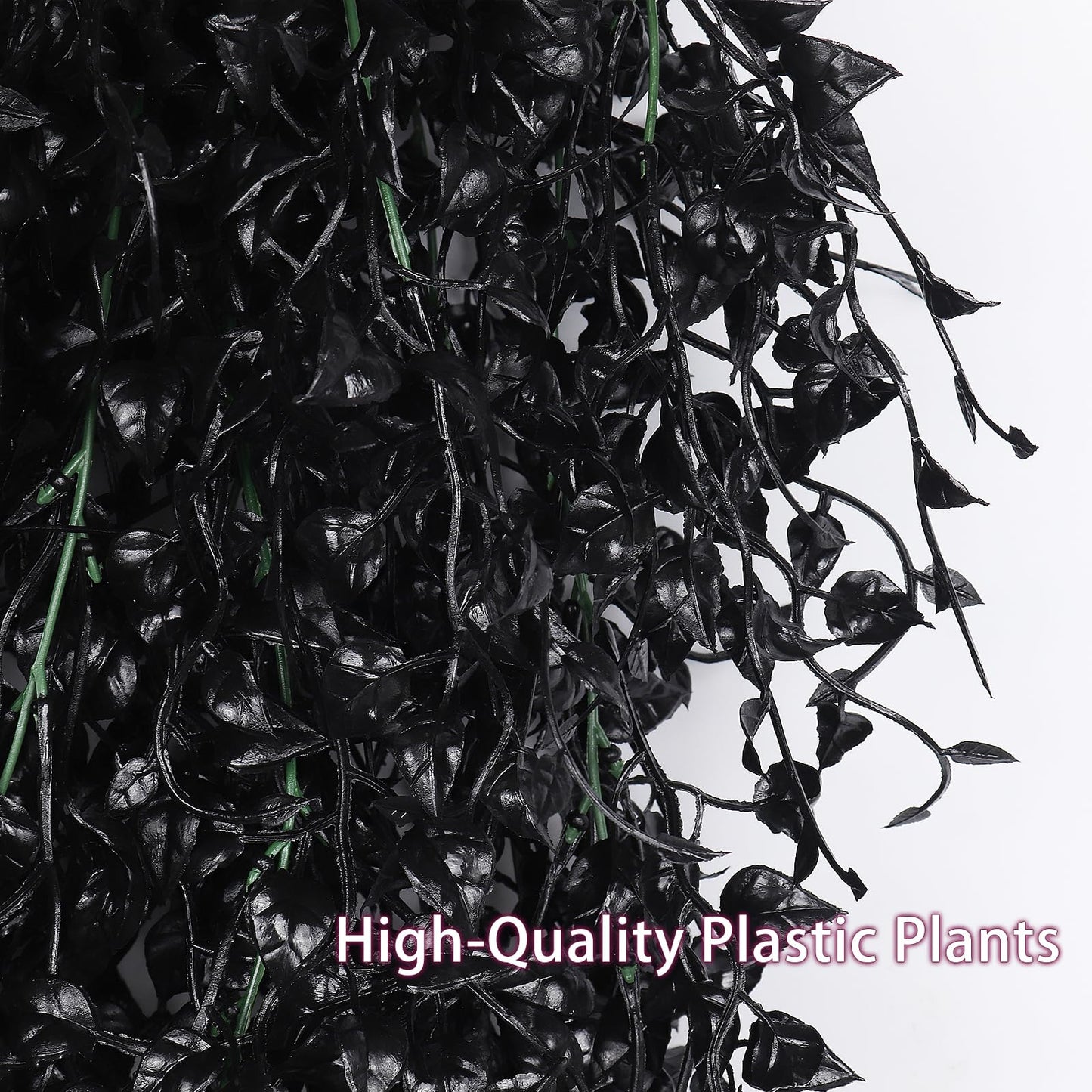 RECUTMS Black Artificial Hanging Plants 4PCS 33in Fake Wall Plant Faux Eucalyptus Leaves Ivy Swag UV Resistant Hang Plastic Greenery Indoor Outdoor Wedding Halloween Porch Garden Home Patio Decor