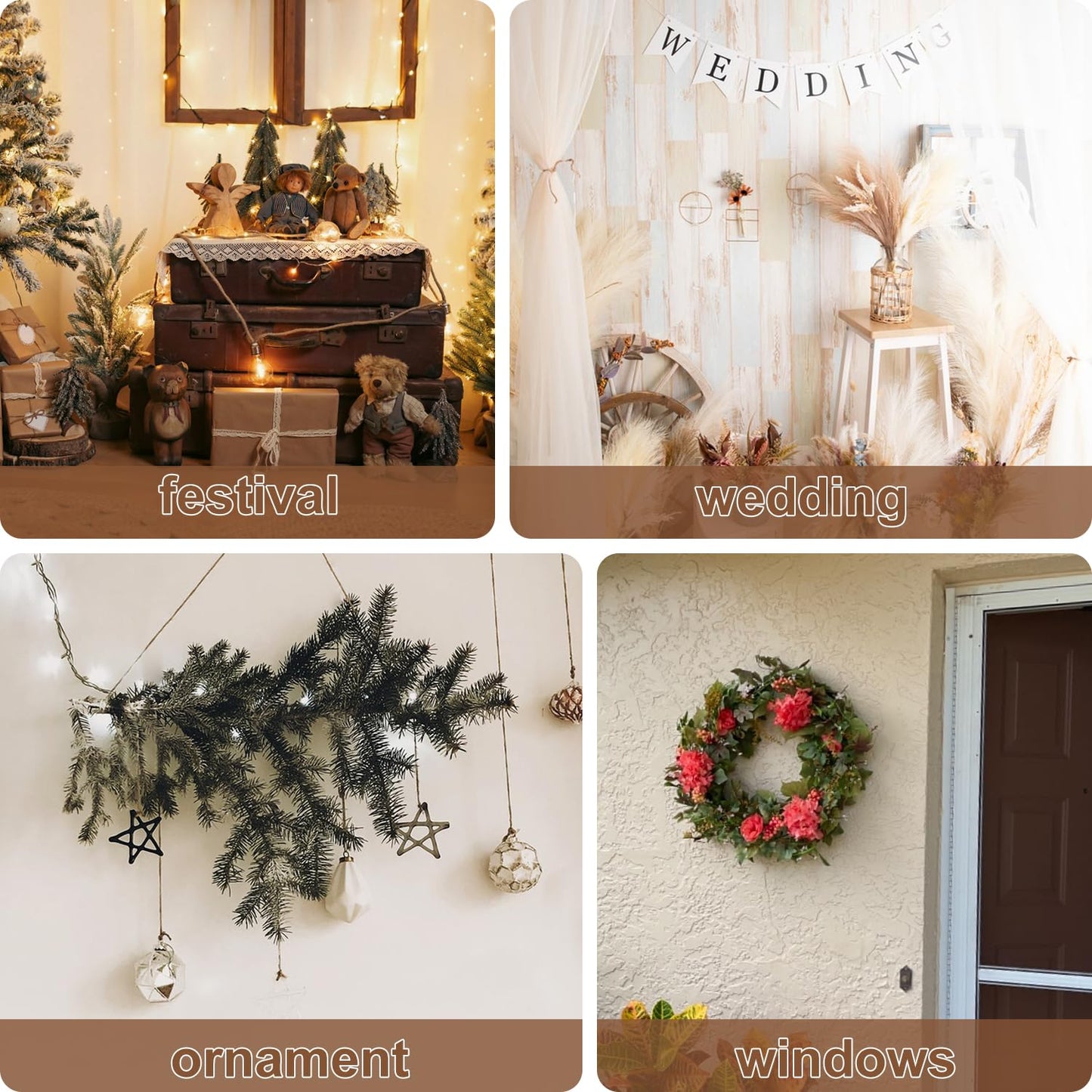 Geytetqi 7 PCS 15 FT Natural Grapevine Wreaths, Grapevine Twig, Vine Branch Wreath for DIY Crafts and Christmas Decorations, Ideal for Wedding Decor(Total 105 FT)