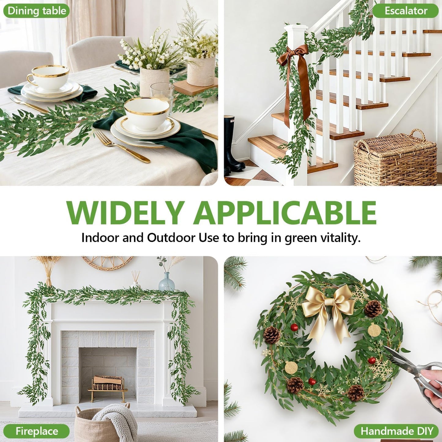 Artificial Willow Leaves Greenery Garland, 2Pack 5.7FT Hanging Willow Leaves Ivy Garland, Faux Silk Plant Vine Twigs for Wedding Arch, Garden Party, Indoor, Outdoor Decoration